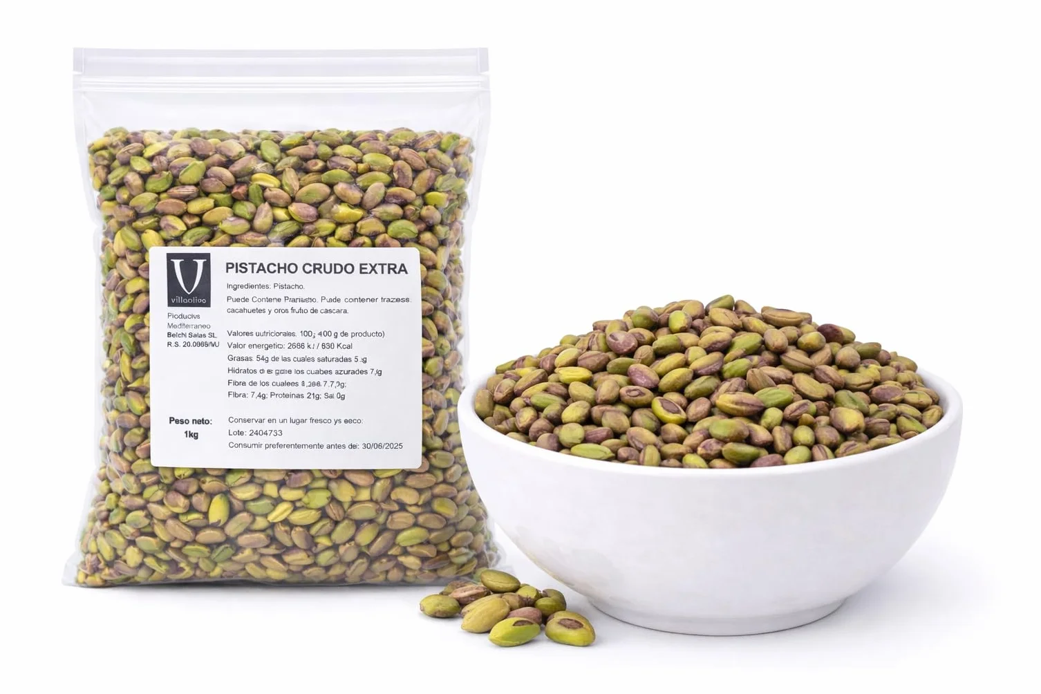Villaolivo - Pistacho Mondado Crudo 1kg | Frutos Secos Selectos para Recetas y Aperitivos