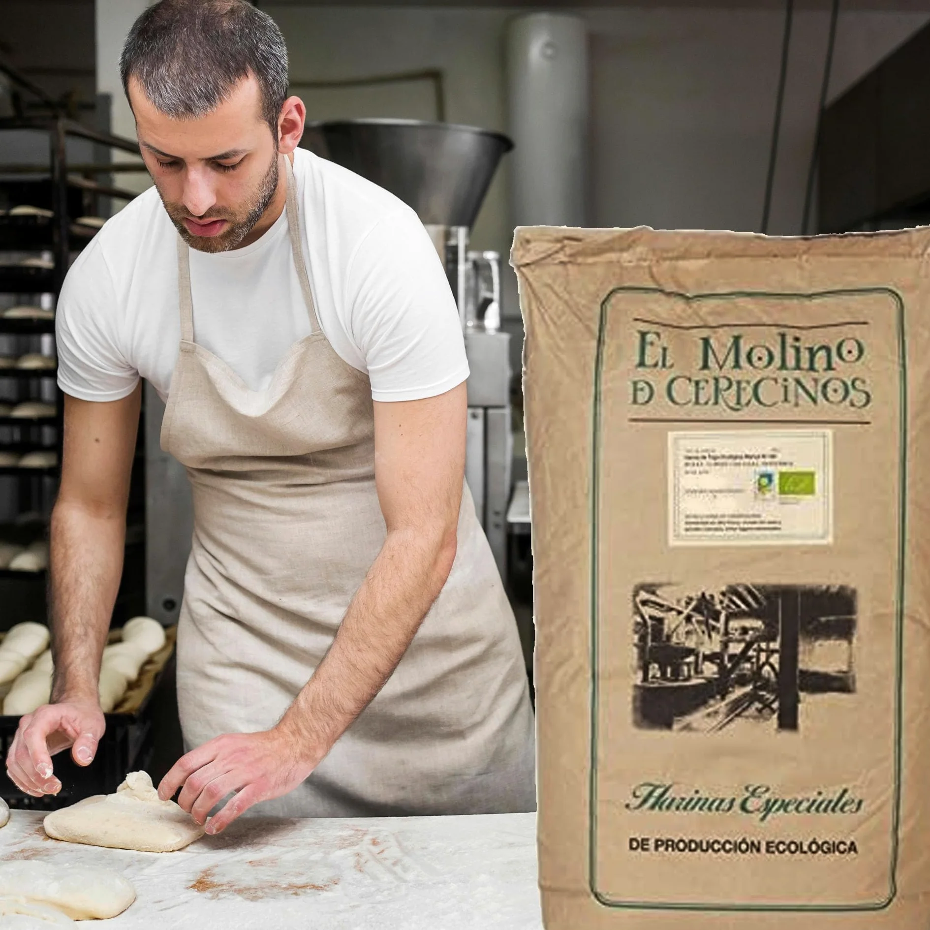 Harina De Trigo Ecológica Blanca W130 | Selección de Trigos Ecológicos y Molturados en Cilindros, con Todo el Germen del Trigo | Aporta Aroma y Sabor | Harina de Fuerza Suave, 25Kg