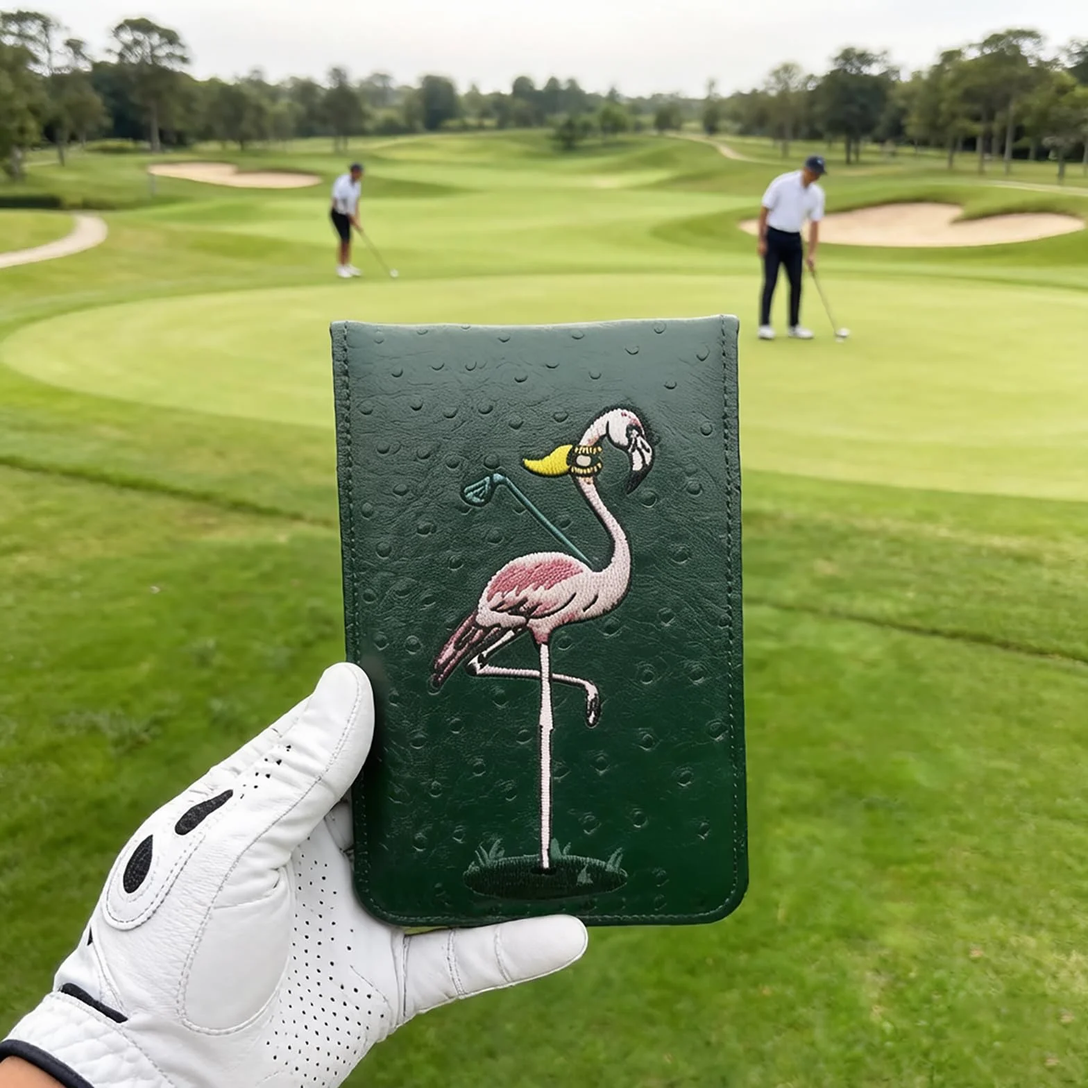 PINKTEE Soporte para tarjetas de puntuación de golf funda de piel de lujo protector de bolsillo