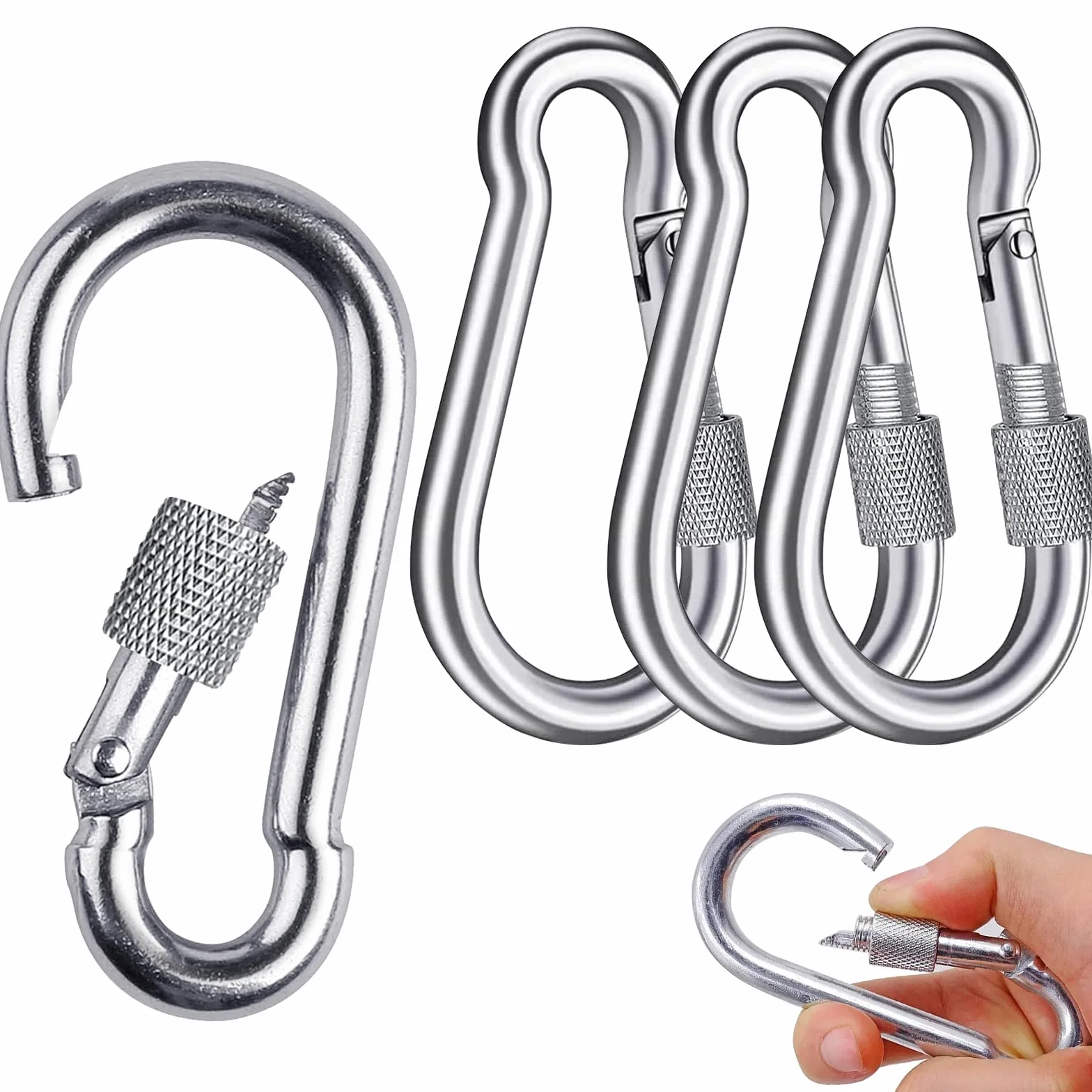 Mosquetones de Acero Inoxidable de Seguridad 200 kg 38 x 80 mm para Exteriores