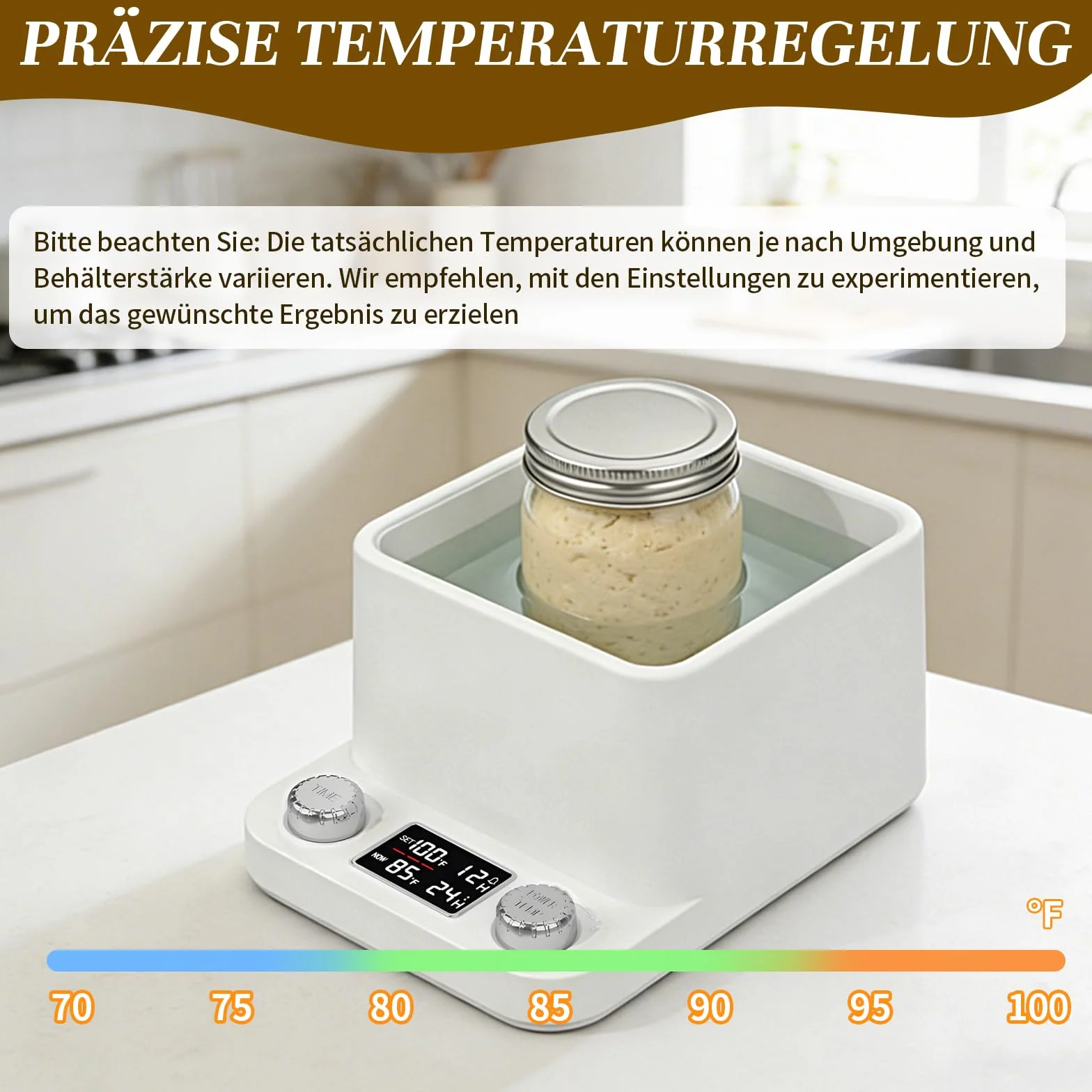 Calentador De Masa Madre, Control Preciso De 21°C-40°C, Temporizador 198 Horas