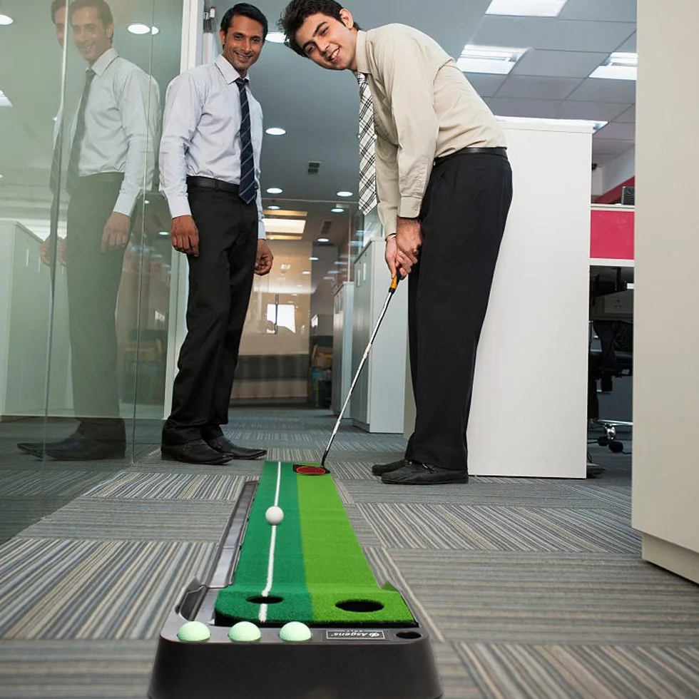 Golf Putting Trainer, Tapete de Golf de Césped de Dos Colores con Retorno de Bola Automático