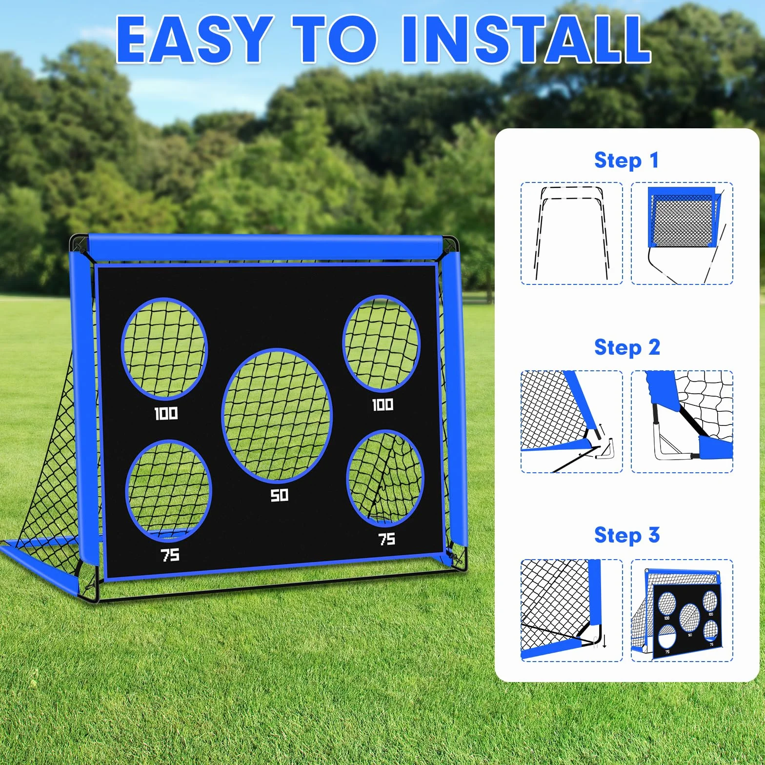 Portería de Fútbol 2 en 1 Pop Up para Niños con Bolsa de Transporte, Entrenamiento de Fútbol Interior y Exterior