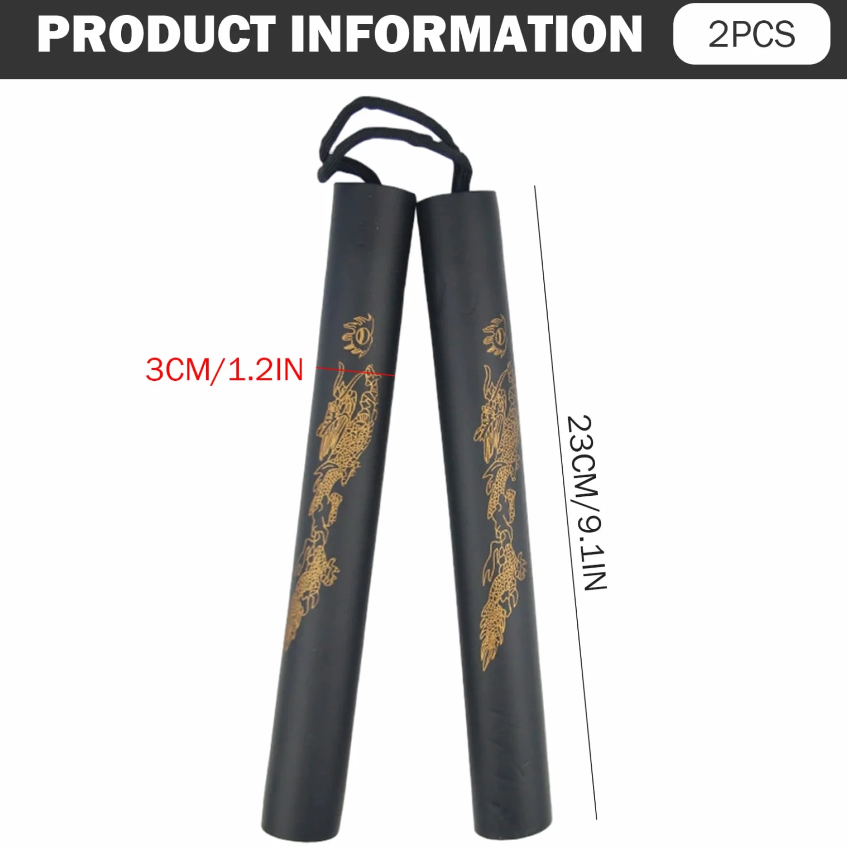 Nunchakus de Espuma para niños, Palos Ligeros de práctica de Artes Marciales, 2 uds.