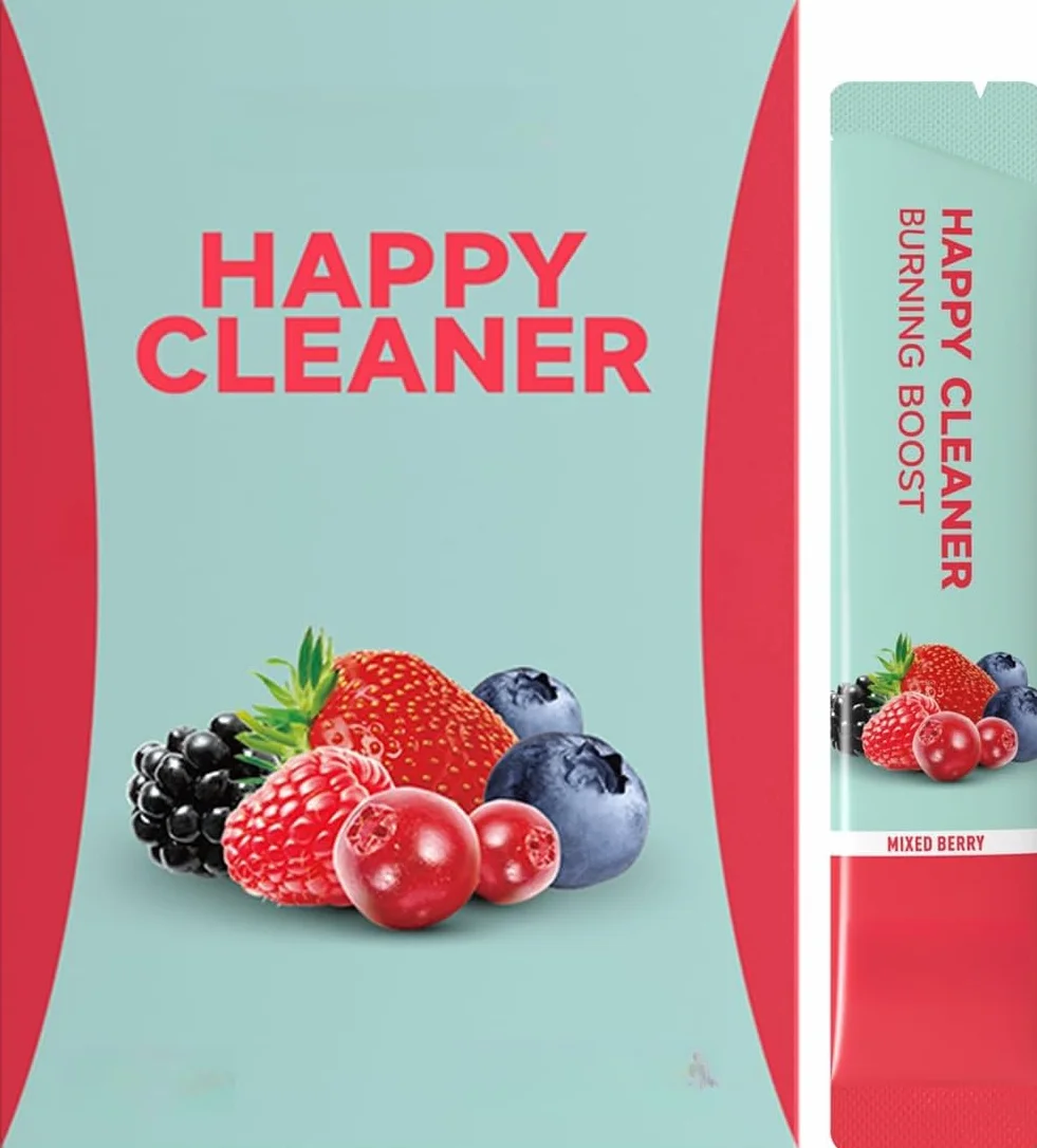 Happy Cleaner Digestive Powder: una bebida suave diaria que ayuda a la digestión y mantiene la salud intestinal. Sabor natural a frutos rojos sin azúcar. Embalaje de bolsitas independientes y portátil