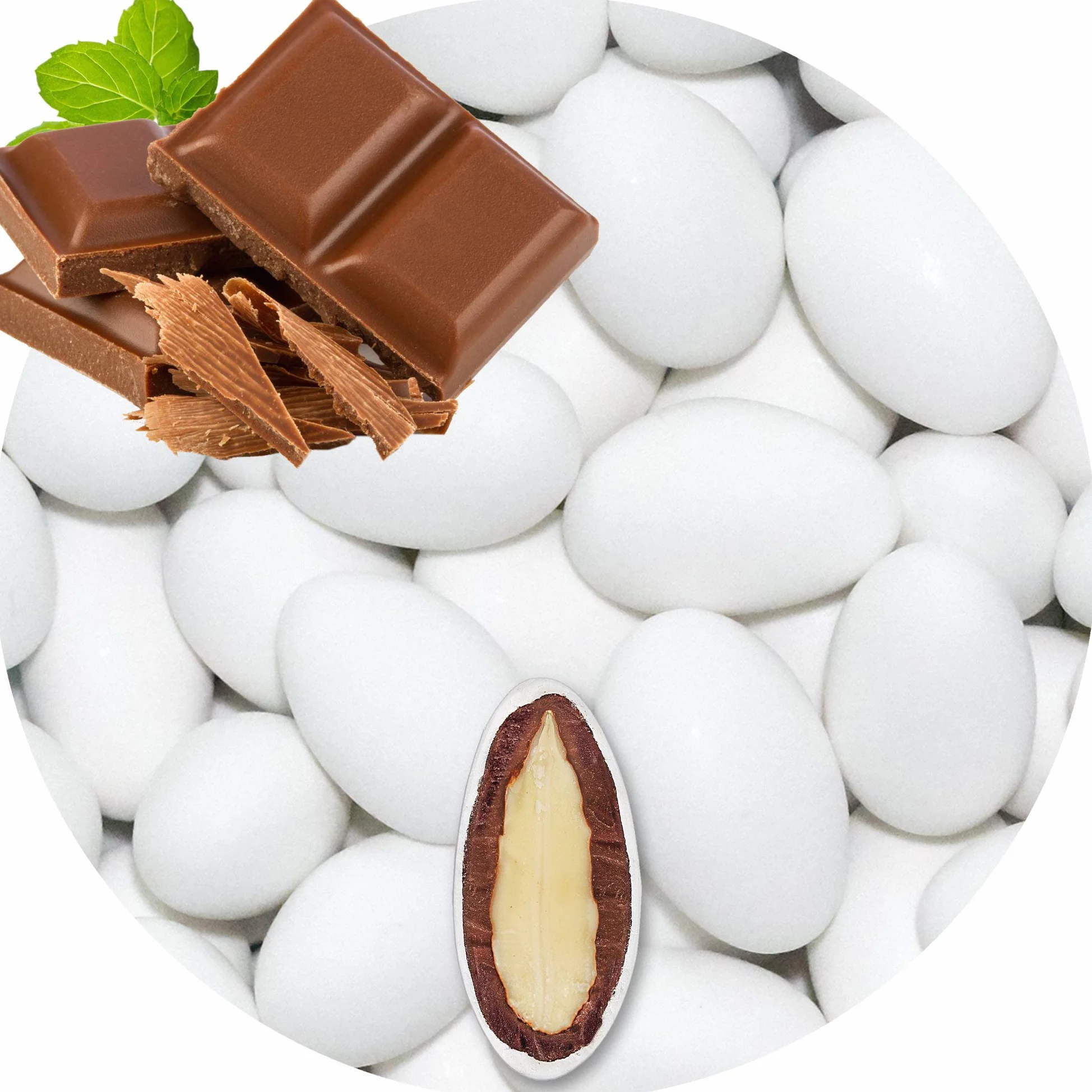 EinsSein Peladillas de Almendra Chocolate con Leche blanco mate 1kg | 160 pieza Confeti Dulce para Fiestas | Grageas para Boda Bautizo y Comunión | Cumpleaños y Eventos