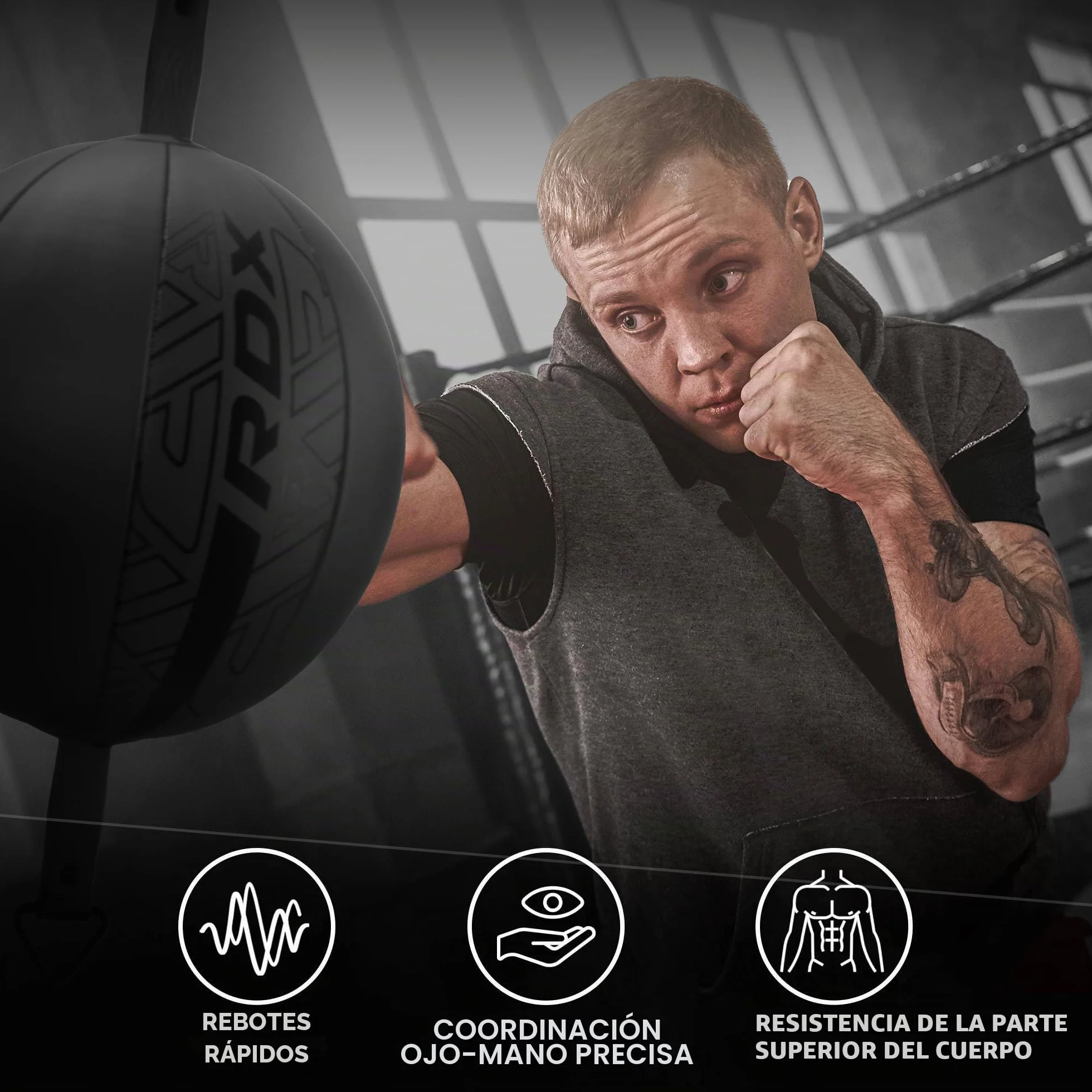 RDX Pelota de Boxeo de Doble Extremo 70 cm con Cuerda Elástica Extensible 48 Pulgadas