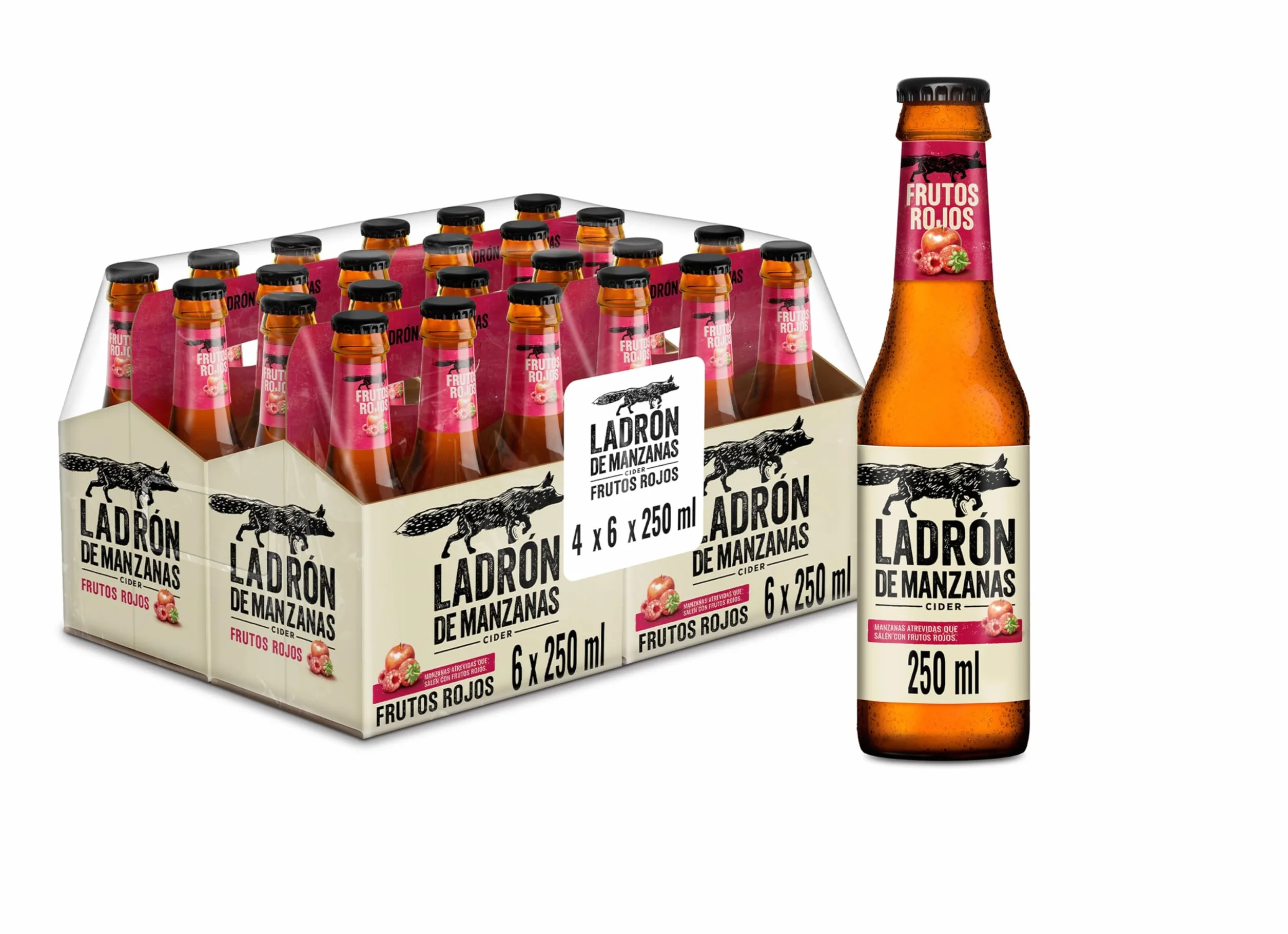 Ladrón de Manzanas Frutos Rojos Cider Caja 4 Pack Botella, 24 botellas