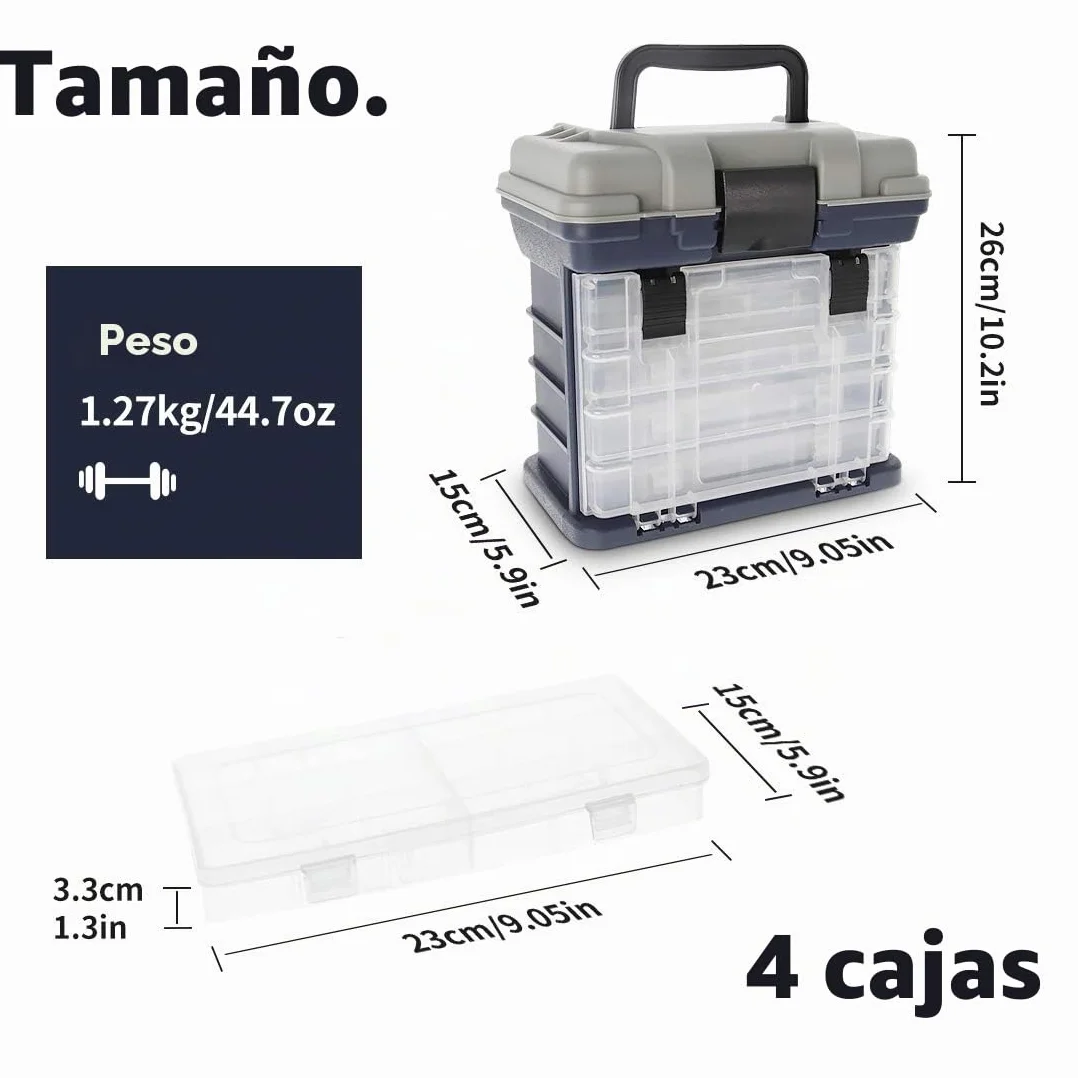 Croch Caja de Pesca 4 Compartimentos Ajustables Accesorios