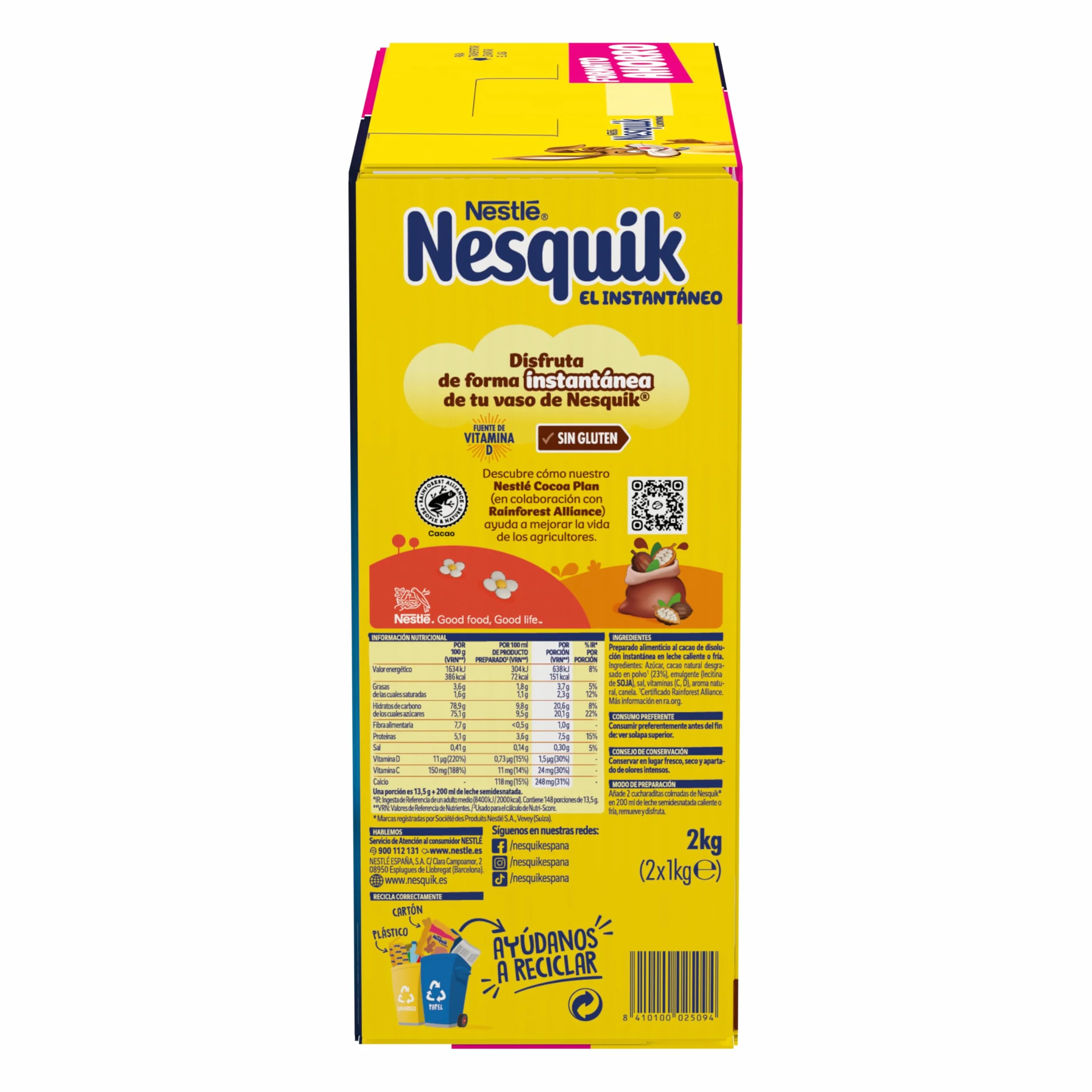 Nesquik Nestlé Cacao Soluble Instantáneo - Estuche 4x2 kg