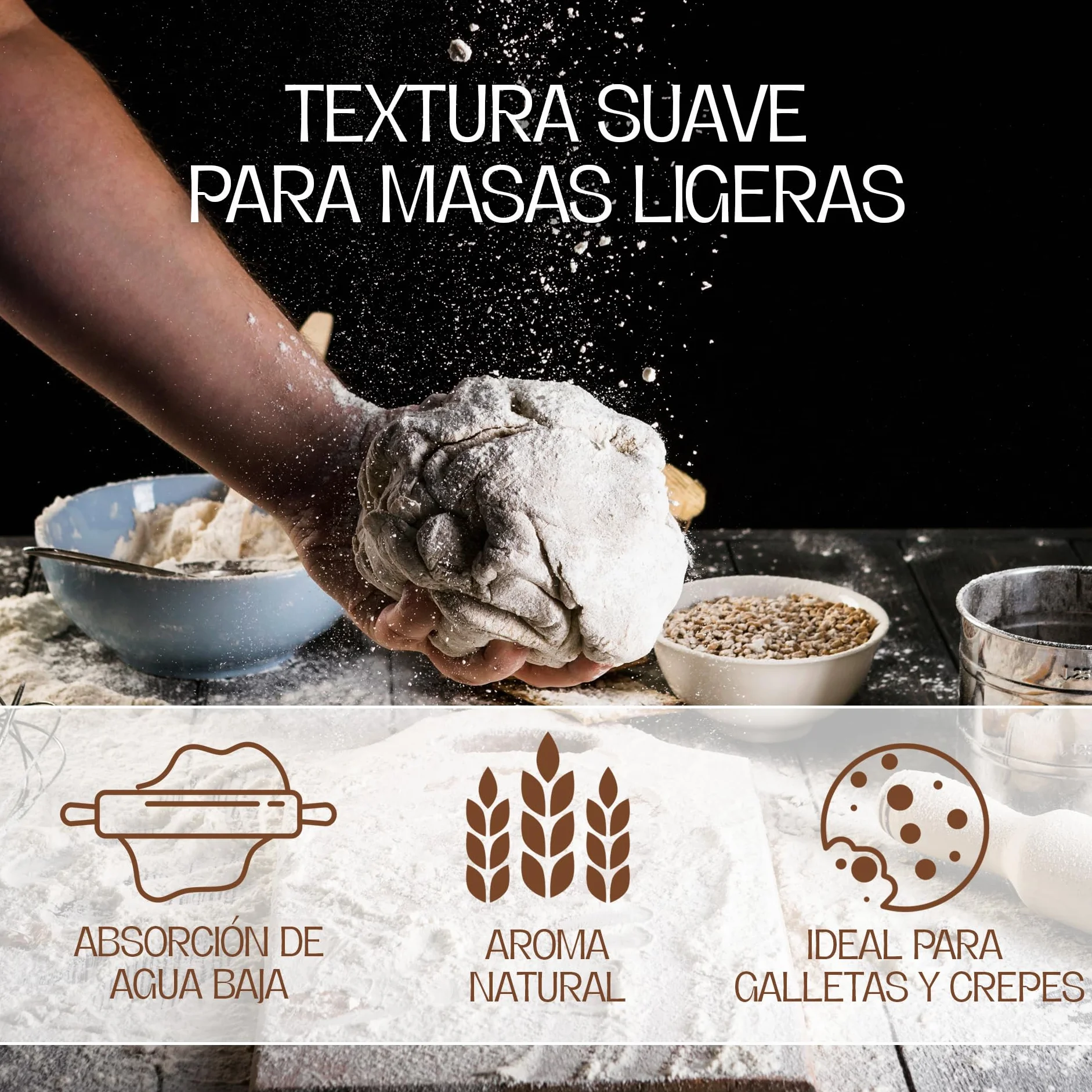 Harina de esta Casa | Harina De Trigo Suave 1 Kg | Con Todo el Germen del Trigo | Ideal para Bizcochos y Galletas | Absorción de Agua Baja |Mezclable con Harina de Fuerza para Masas de Pizzas