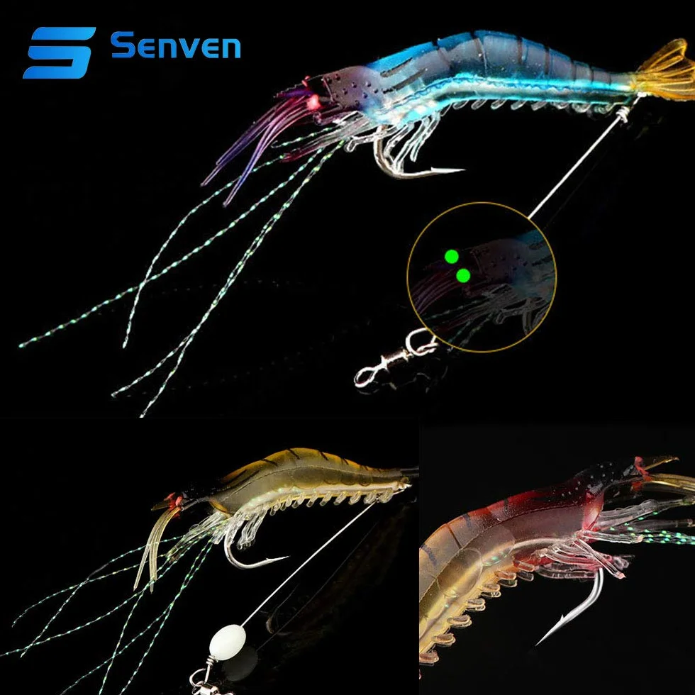 Cebo Artificial Senven Camarón Biónico Luminoso 5 Piezas