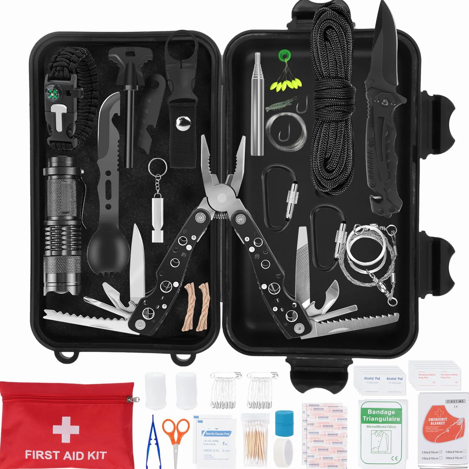Kit de Supervivencia de Emergencia al Aire Libre, Equipo para Camping y Senderismo