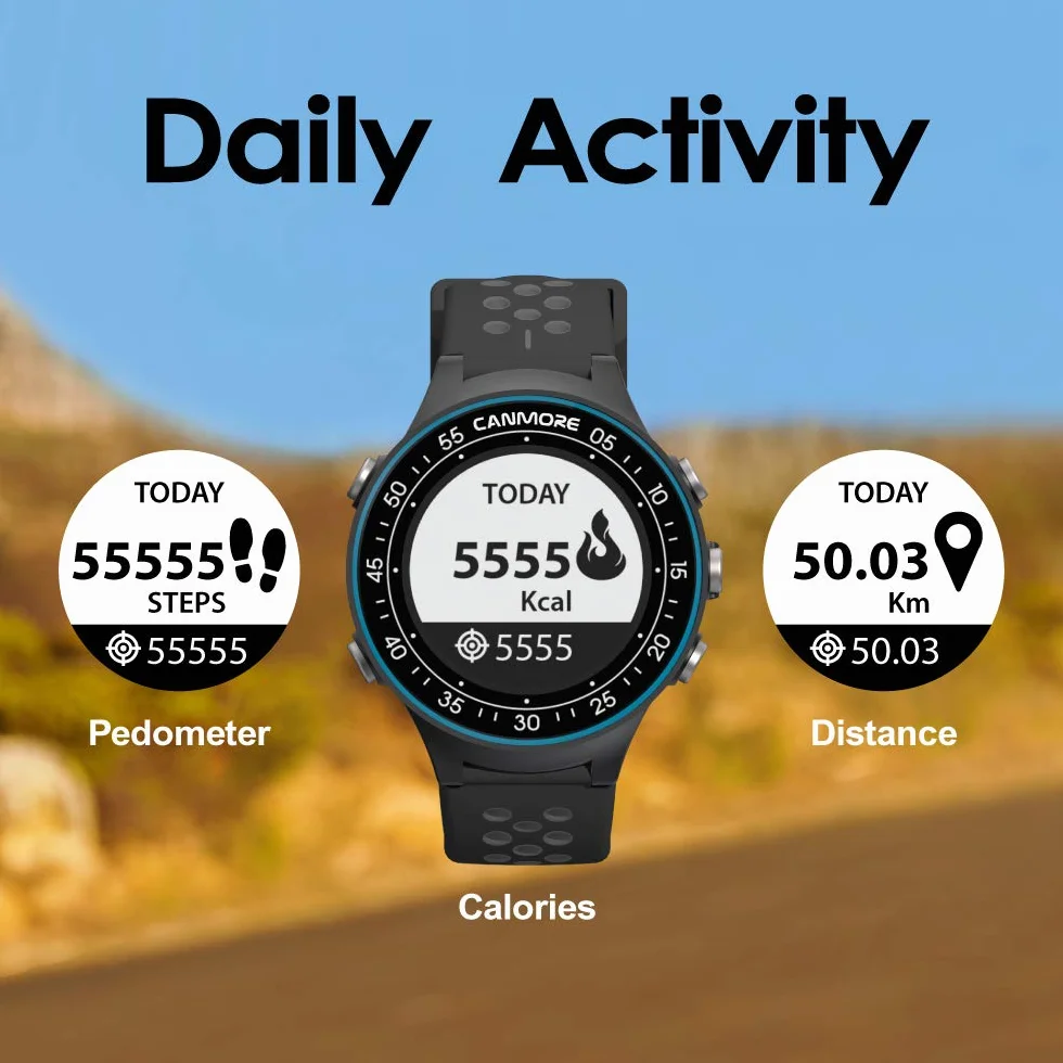 CANMORE TW411 Reloj GPS golf rastreador fitness 41000 cursos precargados chip IC azul