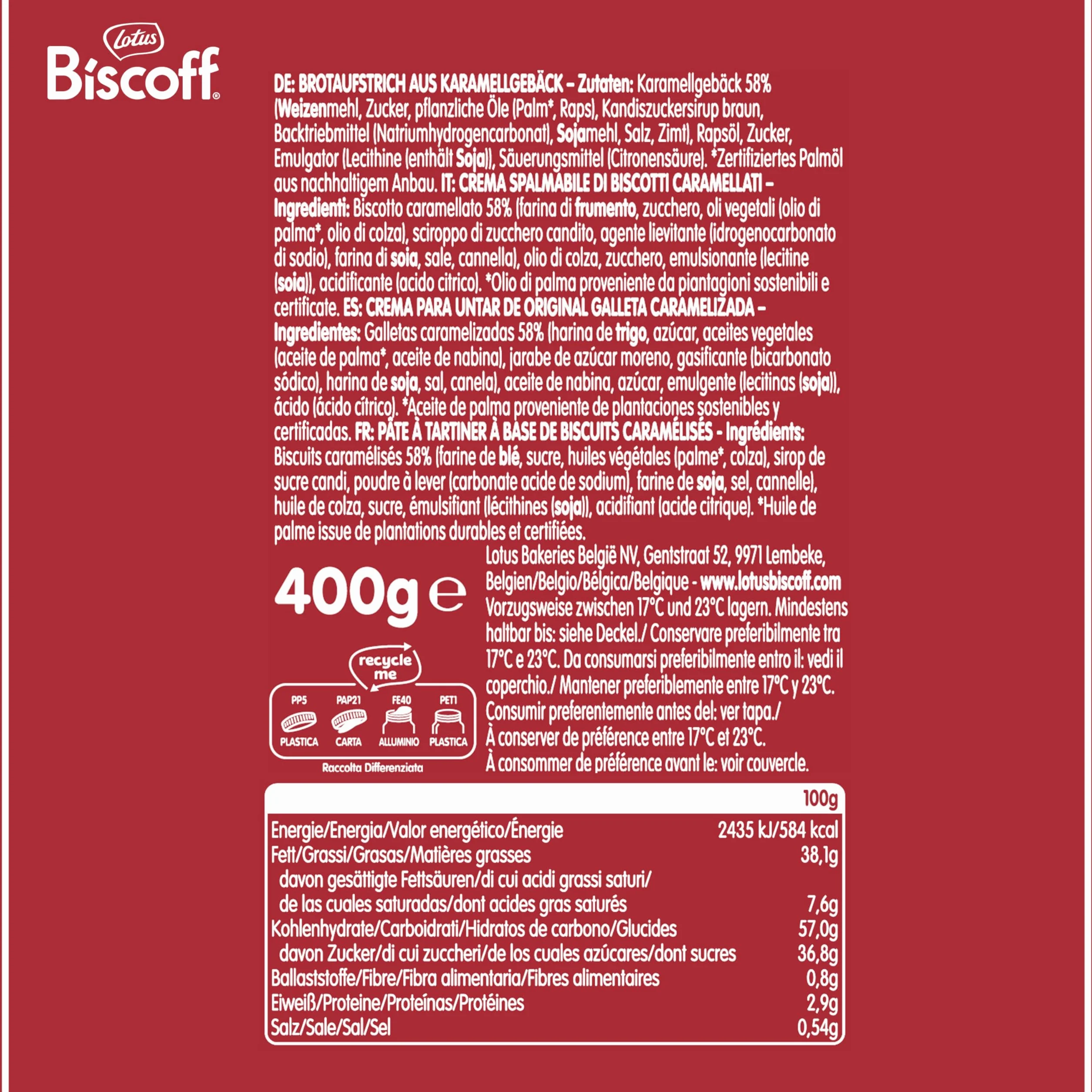Lotus Biscoff | Crema para Untar | Original | Sabor Original Caramelizado | Vegano | Sin Aromas ni Colorantes Artificiales | Tarro PET | 400g