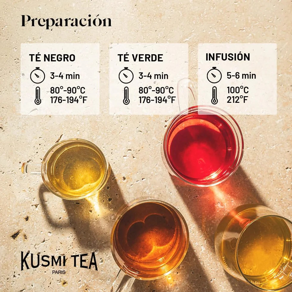 Kusmi Tea 15 Recetas Icónicas Té Orgánico Negro Verde Blanco Hojas Sueltas 15 Variedades Latas 25g