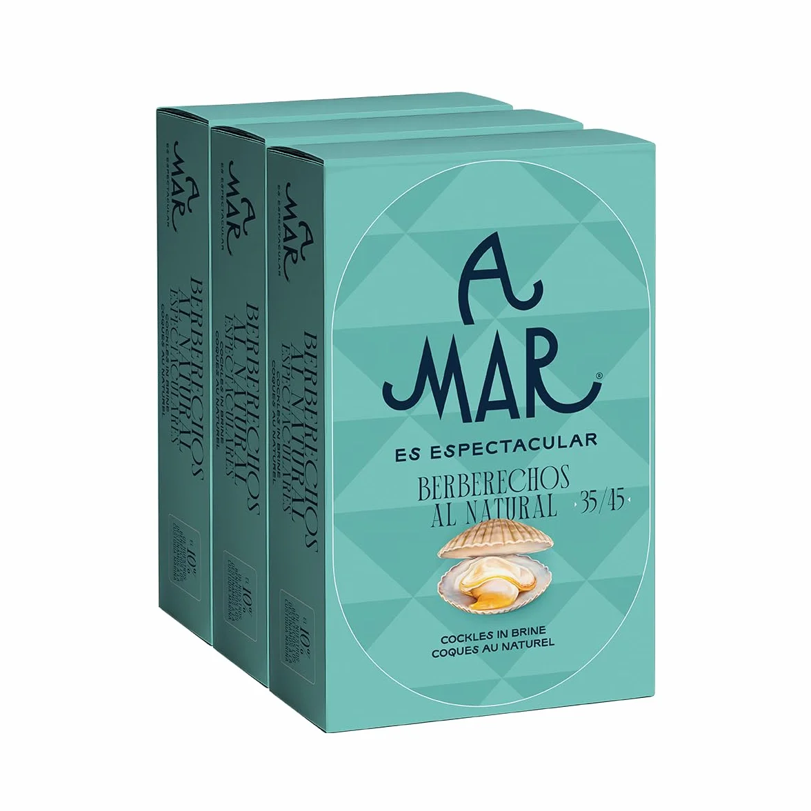 Berberechos al Natural A Mar Espectacular - Pack de 3 Latas de Berberechos 35-45 - Ideales para aperitivos y tapas - Conservas Gourmet fuente de salud y energía