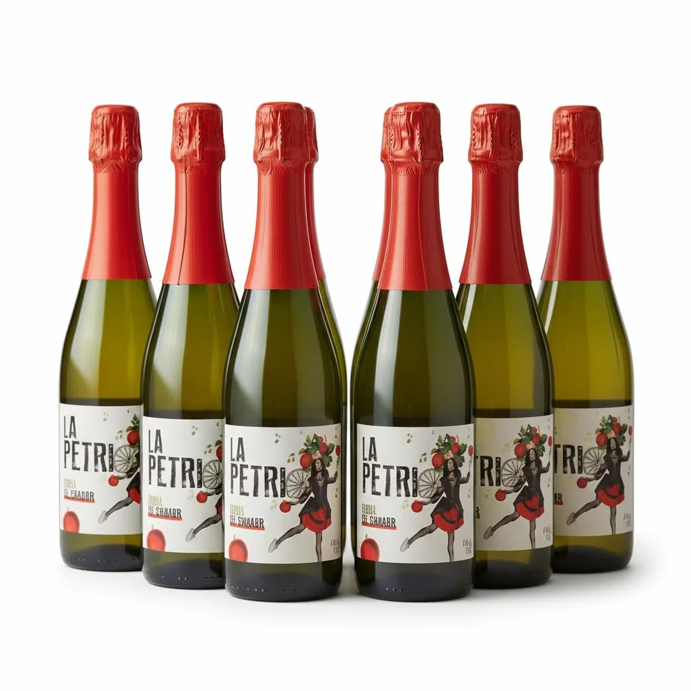 Sidra La Petri 750 ml Pack 6 botellas | Sidra natural vasca con manzana 100% | Petritegi Astigarraga | Vegana y sin gluten | Sidra espumosa 4.8% vol refrescante para aperitivo