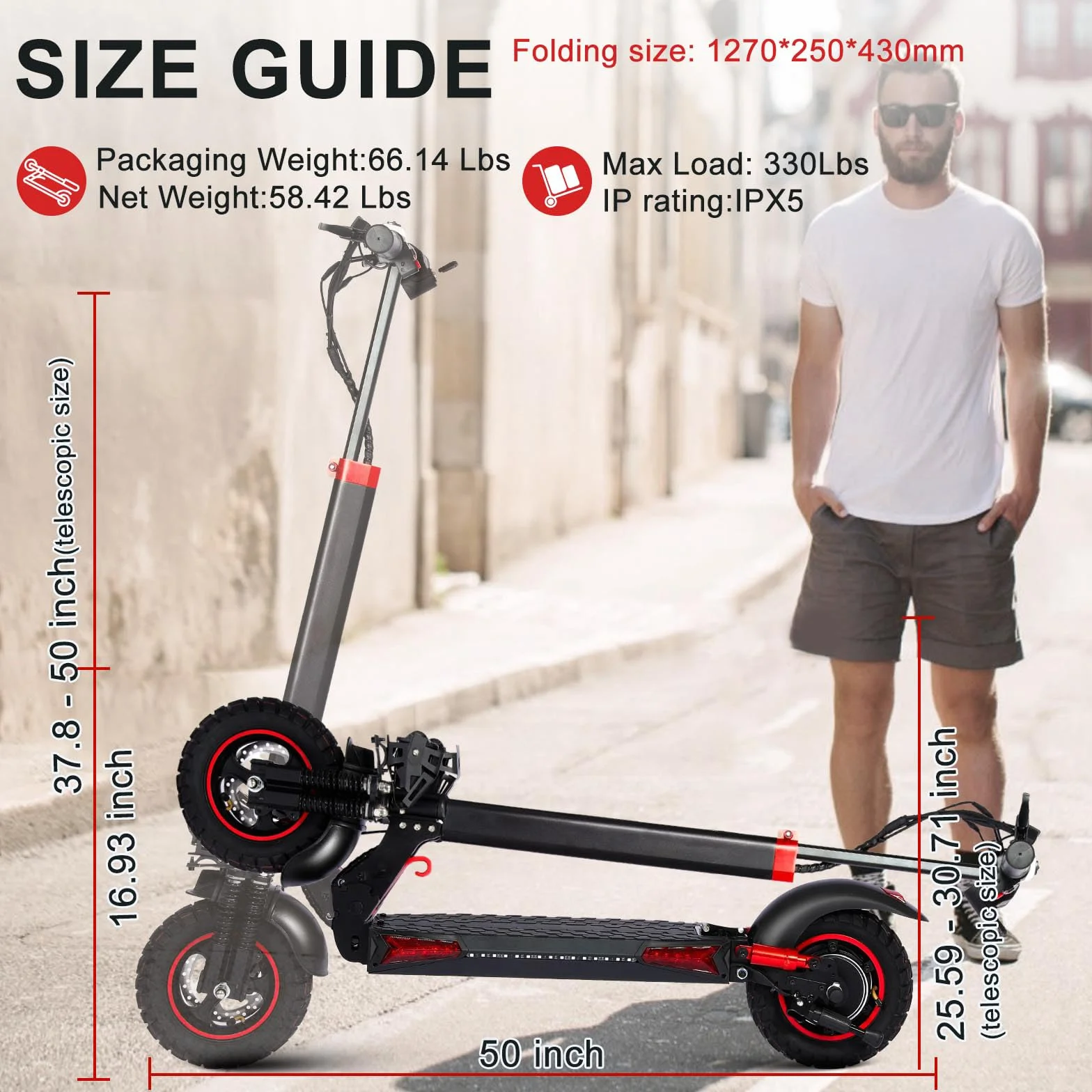 Patinete Electrico Adultos Plegable 1200W E-Scooter 45-55km Autonomia 11 Neumaticos Todo Terreno IPX5 Doble Frenos Suspension 3 Modos Velocidad Carga 150 kg