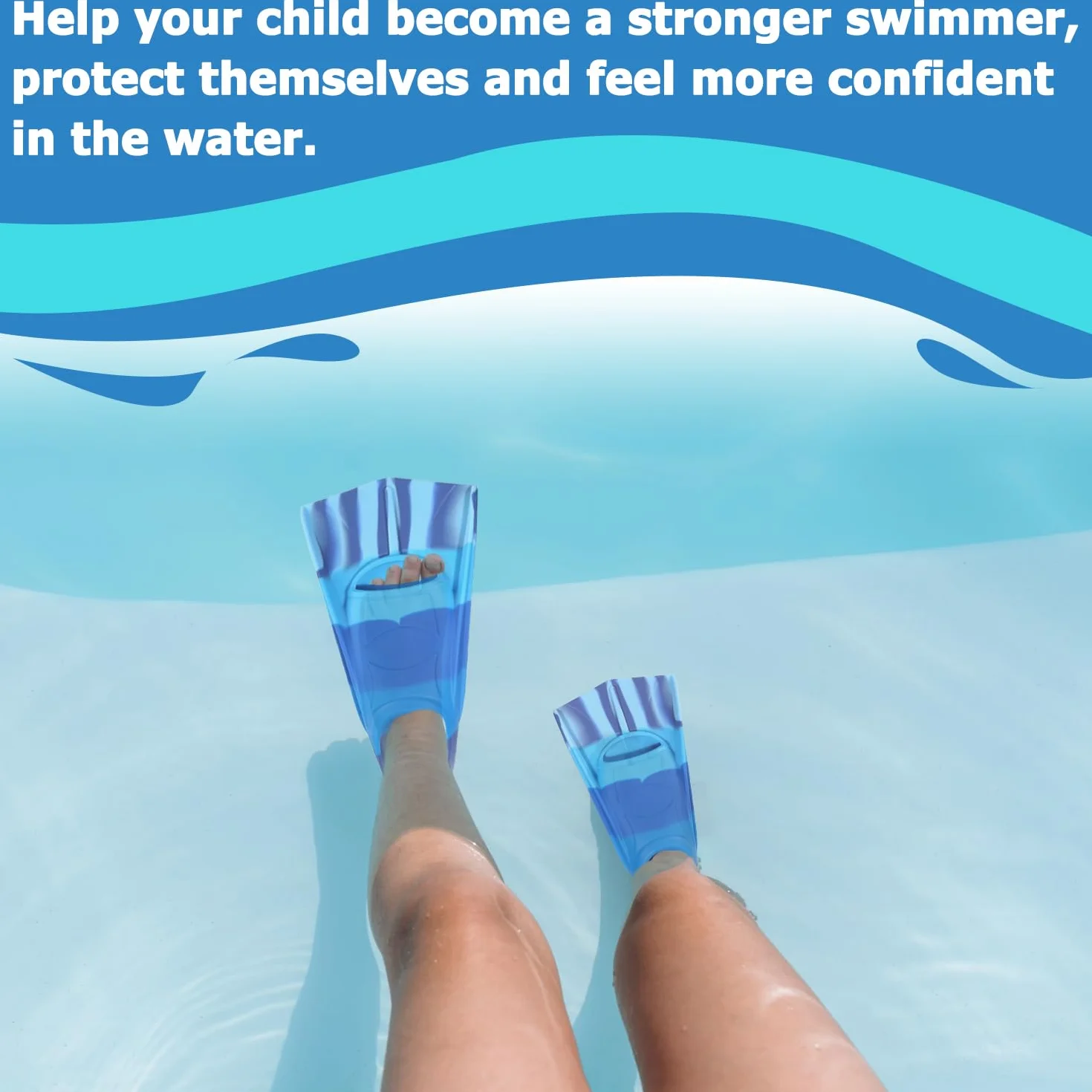 Aletas de natación para niños, silicona cortas, entrenamiento natación regazo, azul oscuro