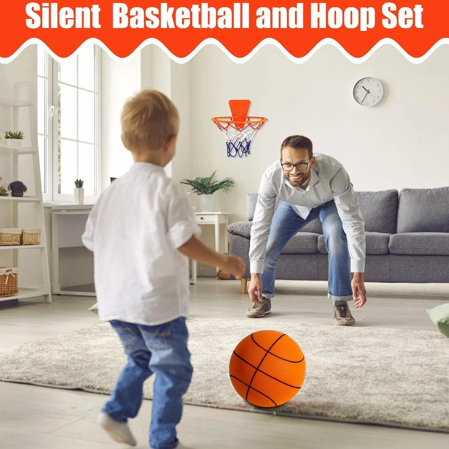 Juego De Aro Y Baloncesto Silencioso para Niños - Entrenamiento Interior Sin Ruido