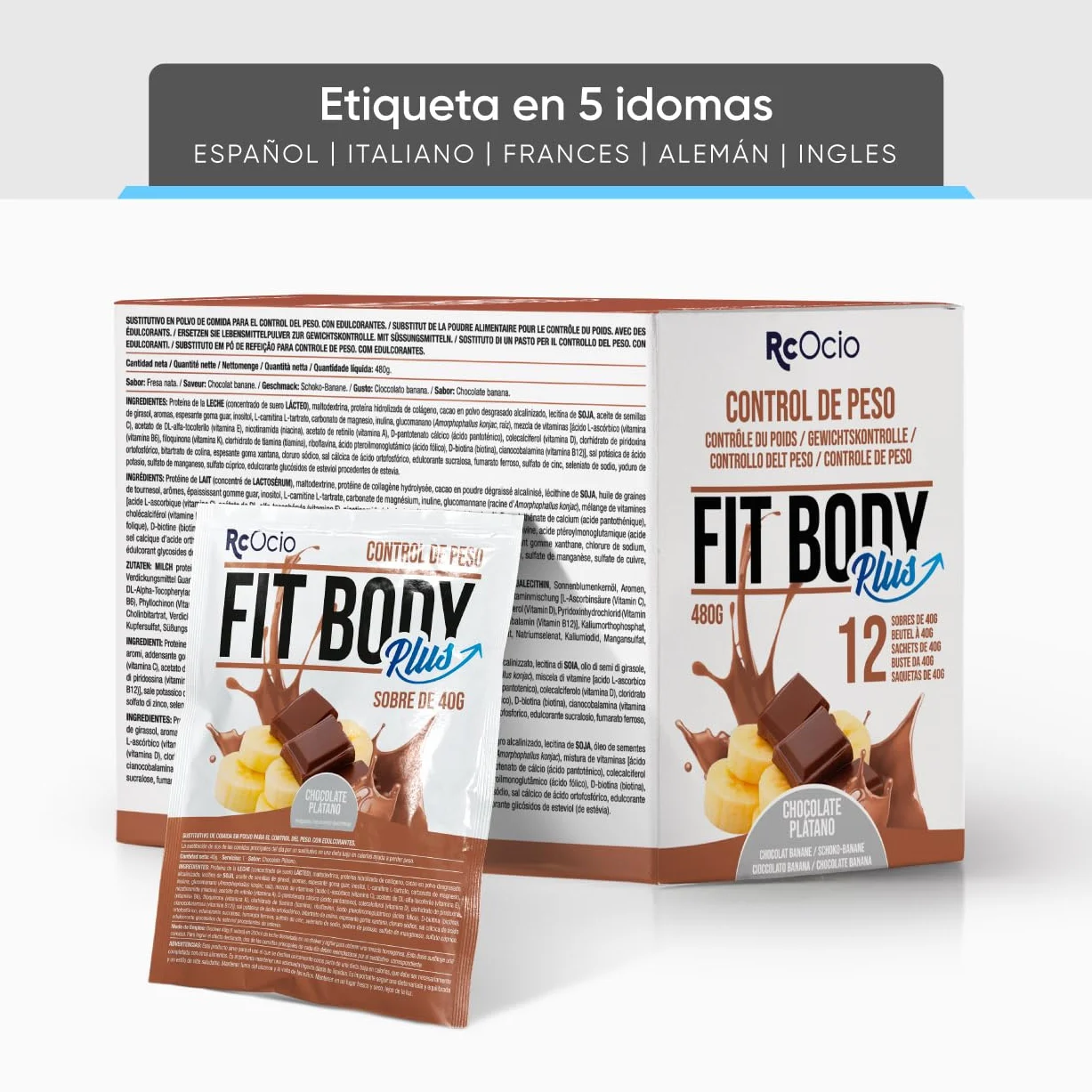 Batidos Sustitutivos de Comida con Proteínas y Colágeno | Control de Peso | Batido Dietético Saciante | Chocolate Vainilla Fresa Plátano