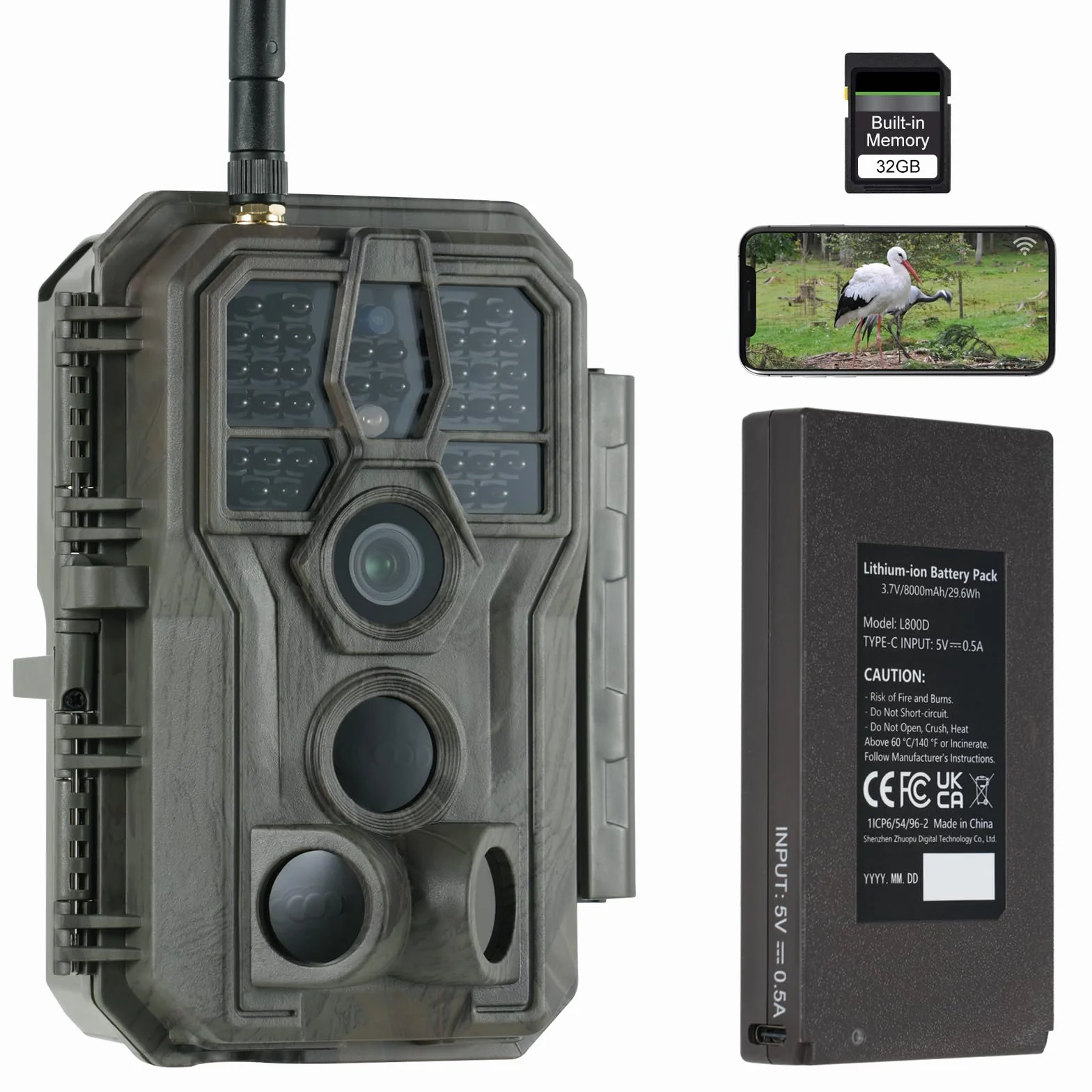 GardePro E8P MAX Cámara de Caza WiFi 64MP 1296P Batería Recargable 8000mAh Visión Nocturna