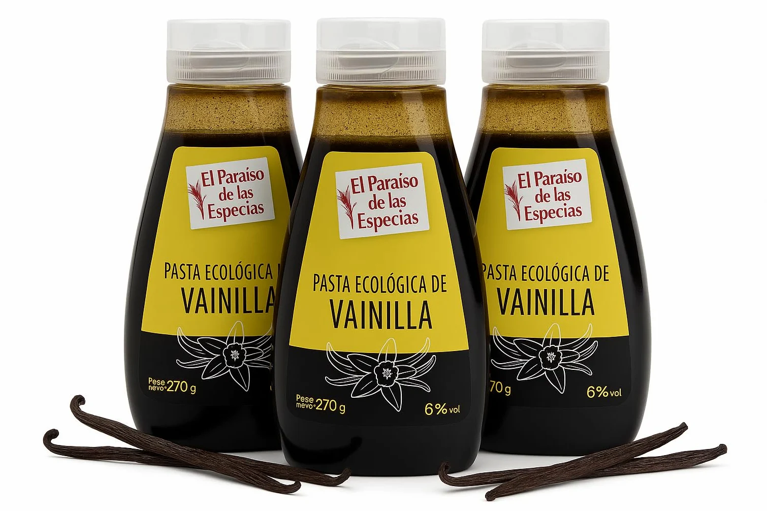 Vainilla en Pasta 270gr – Pack de 3 unidades – El Paraíso de las Especias – Extracto Natural con Semillas, Sin Aditivos, Ideal para Repostería Gourmet, Helados y Postres