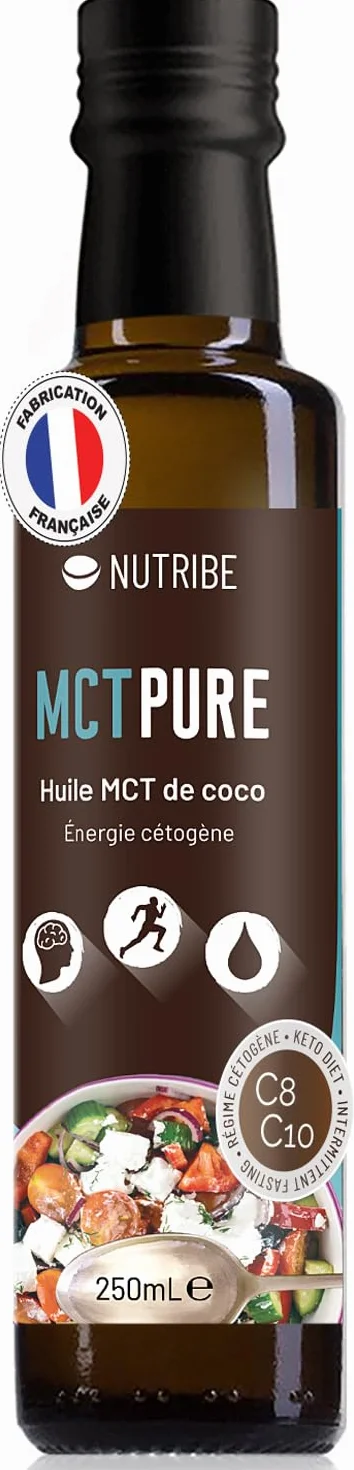 Nutribe MCT Pure C8 C10. Aceite de coco MCT Premium 250ml - Energía, programa de adelgazamiento, refuerzo de cetonas, nutrición especializada