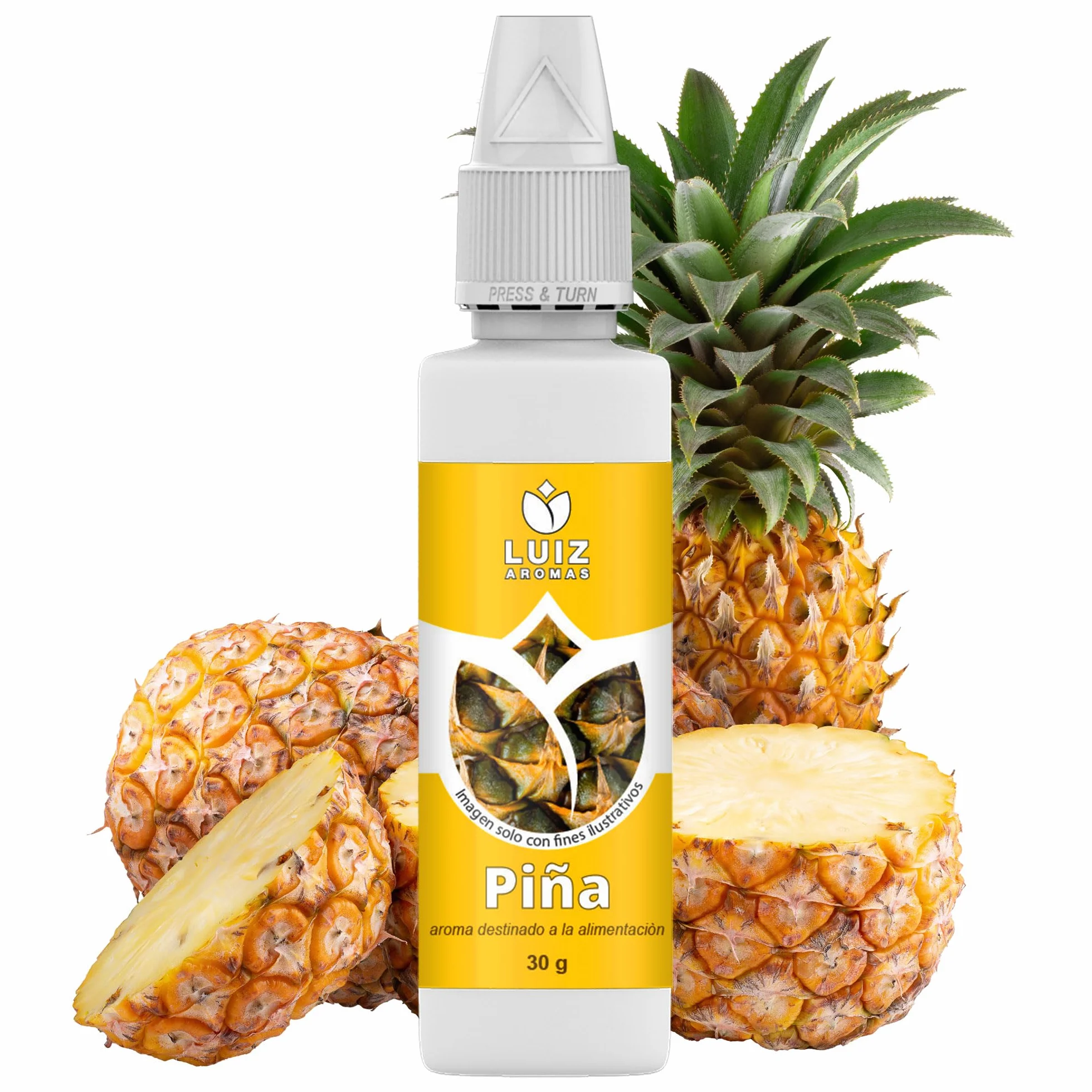 LUIZ AROMAS | Aroma Piña - Aroma Alimentario en Gotas para dulces de Hornear, Pasteles, Bizcochos y Tartas | Producto Vegano sin Calorías y sin Azucar | Producto 100% Italiano (30g)
