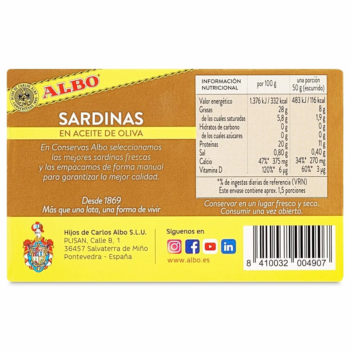 Albo Sardinas en Aceite de Oliva, 85g