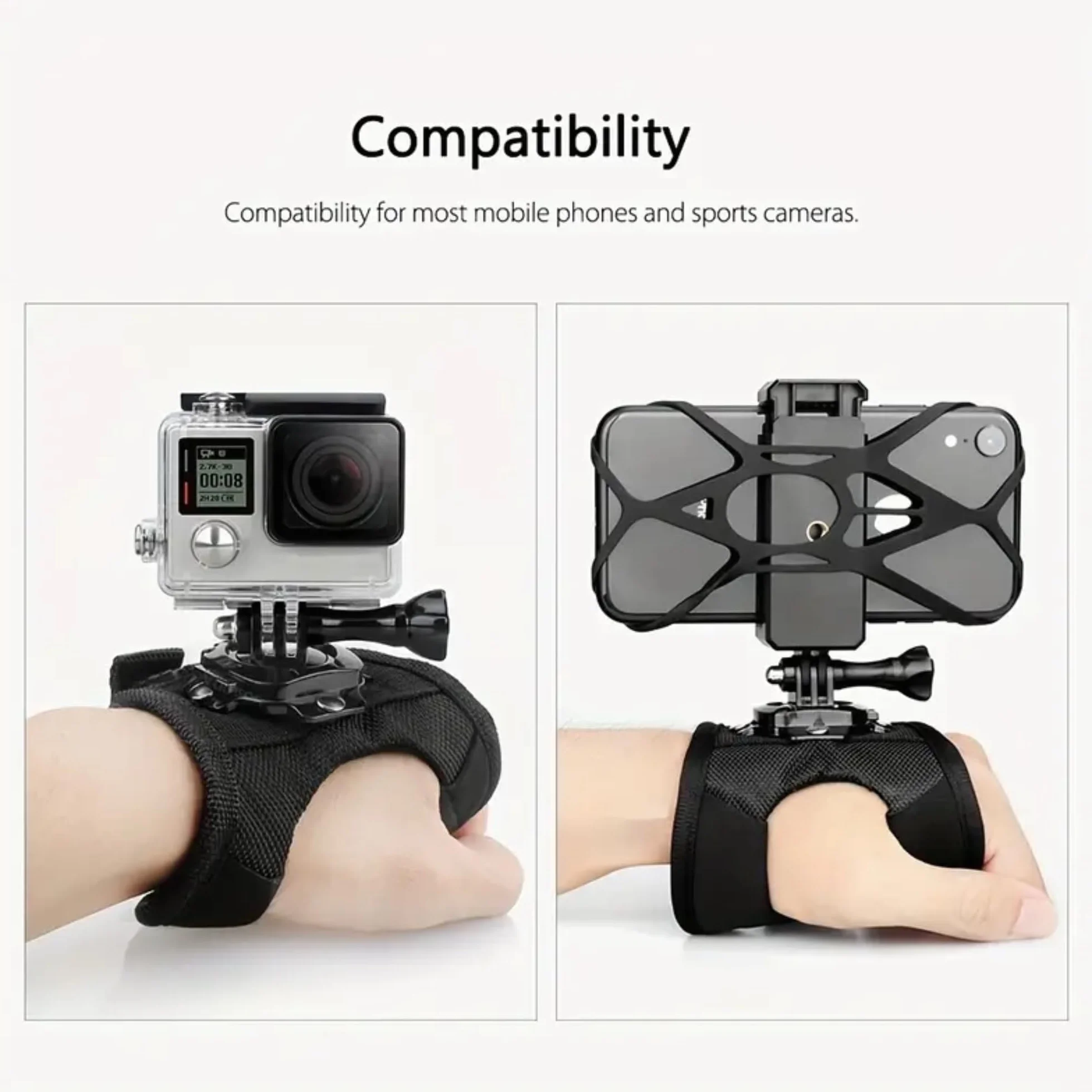 Soporte Giratorio de Mano para Cámara Deportiva, Compatible con GoPro Hero 13/12/11/10/9/8/7/6/5, DJI Osmo Action 3, Insta360 One