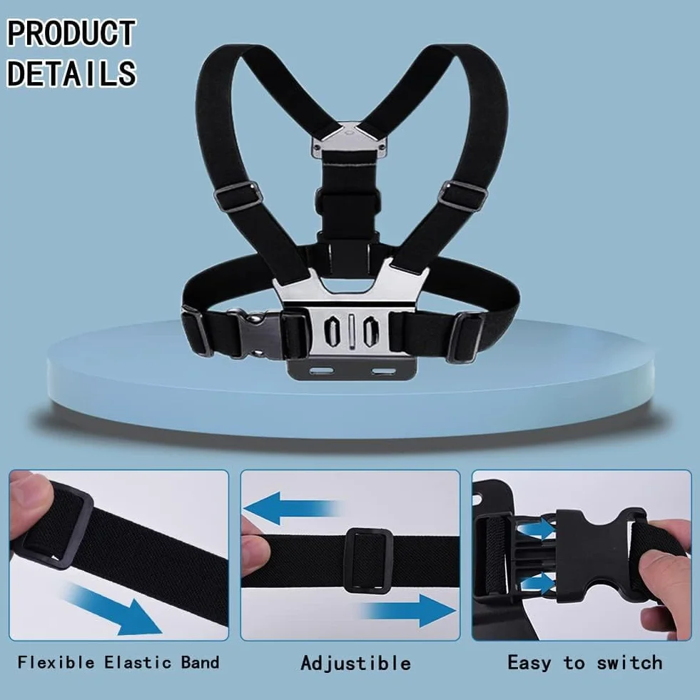 Arnés de Pecho Ajustable con Soporte Móvil y Trípode para DJI, GoPro y Cámaras de Acción