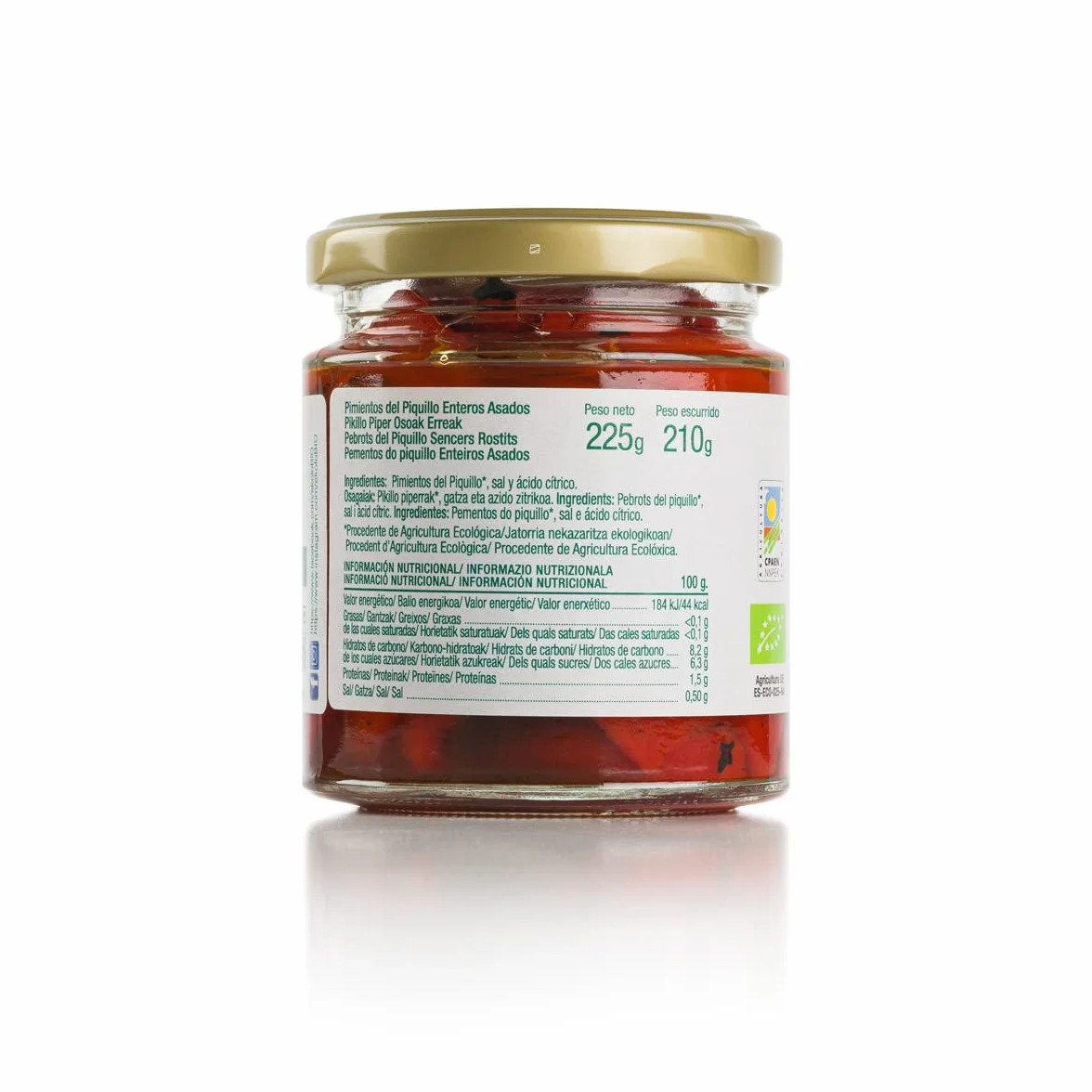 Ekolo Pimiento Del Piquillo Extra Entero Bio, 6 Tarros, 225g 1350g