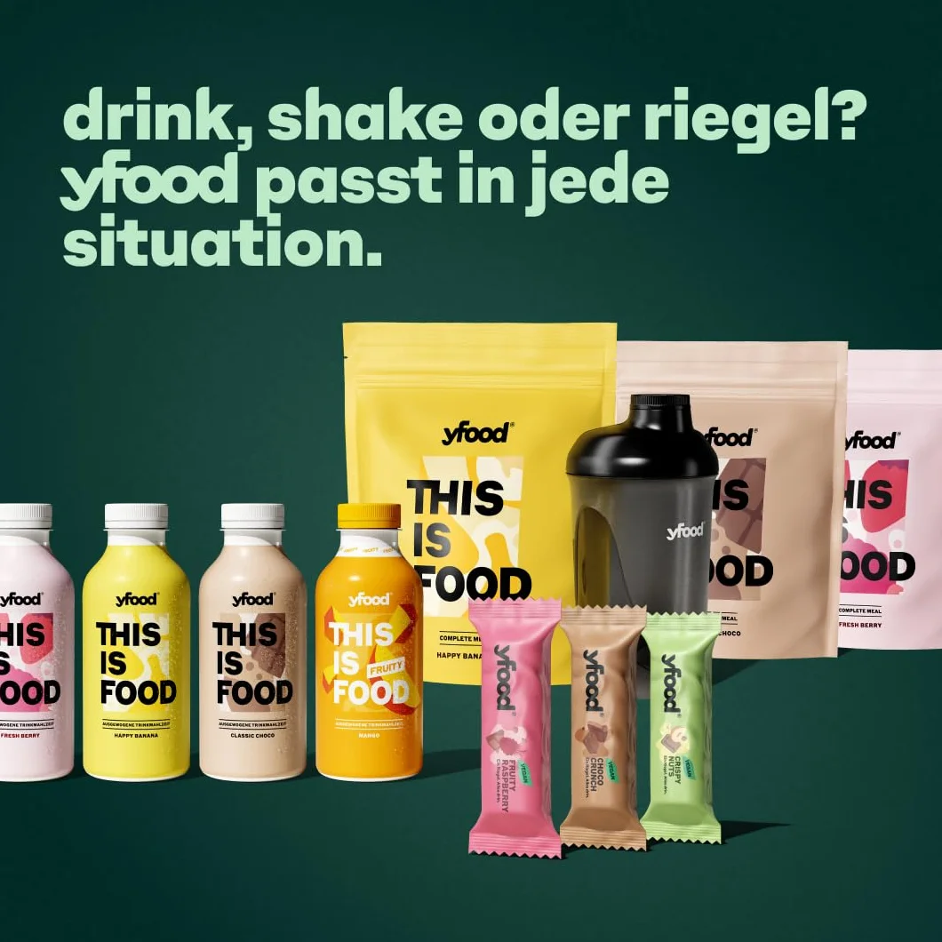 yfood Bebida Fresh Berry – 12 comidas de 400 kcal en polvo – 25 g de proteínas, vitaminas y minerales – Sabor: baya