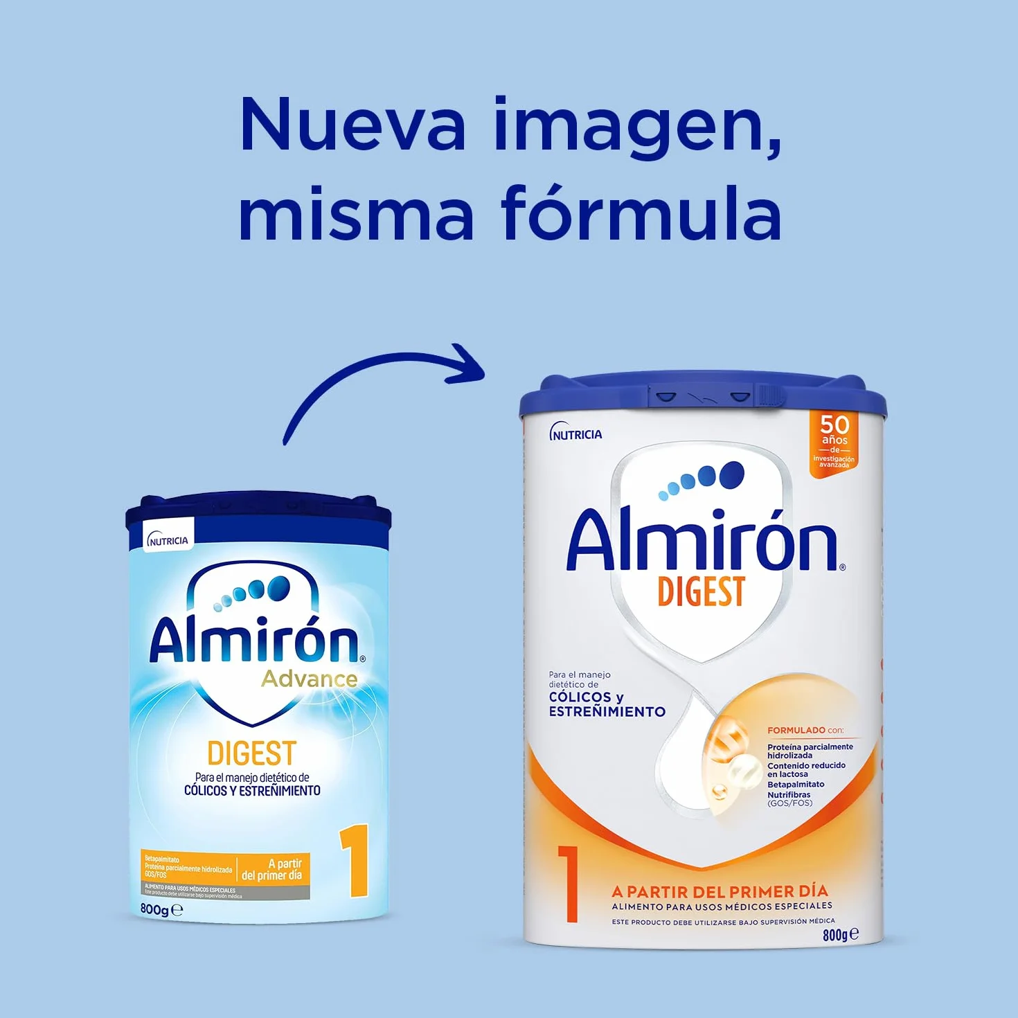 Almirón Digest 1 Leche en Polvo de Inicio Bebé Anti-Cólico y Estreñimiento 800g