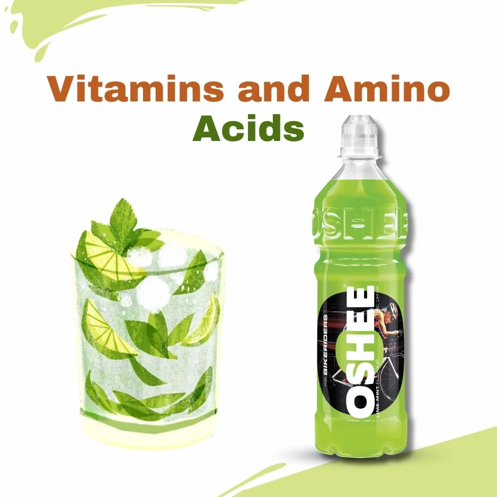 OSHEE LIME isotonic Drink 750ml (Pack of 6) - Addition of vitamins and L-carnitine - Sugar Free - Hydration - Vitamin Drinks