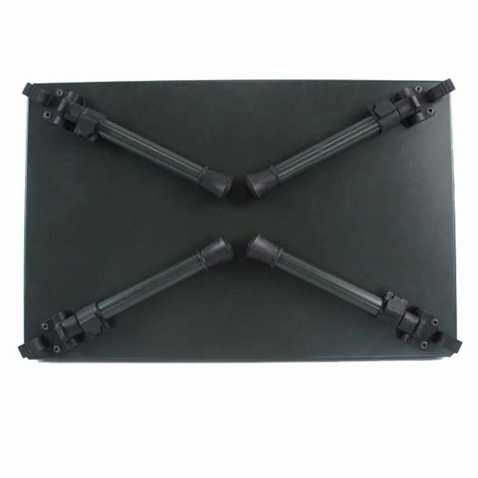 Mesa de pesca plegable de aleación de aluminio y ABS, patas ajustables antideslizantes, 34,5 x 26 x 22,5 cm, verde