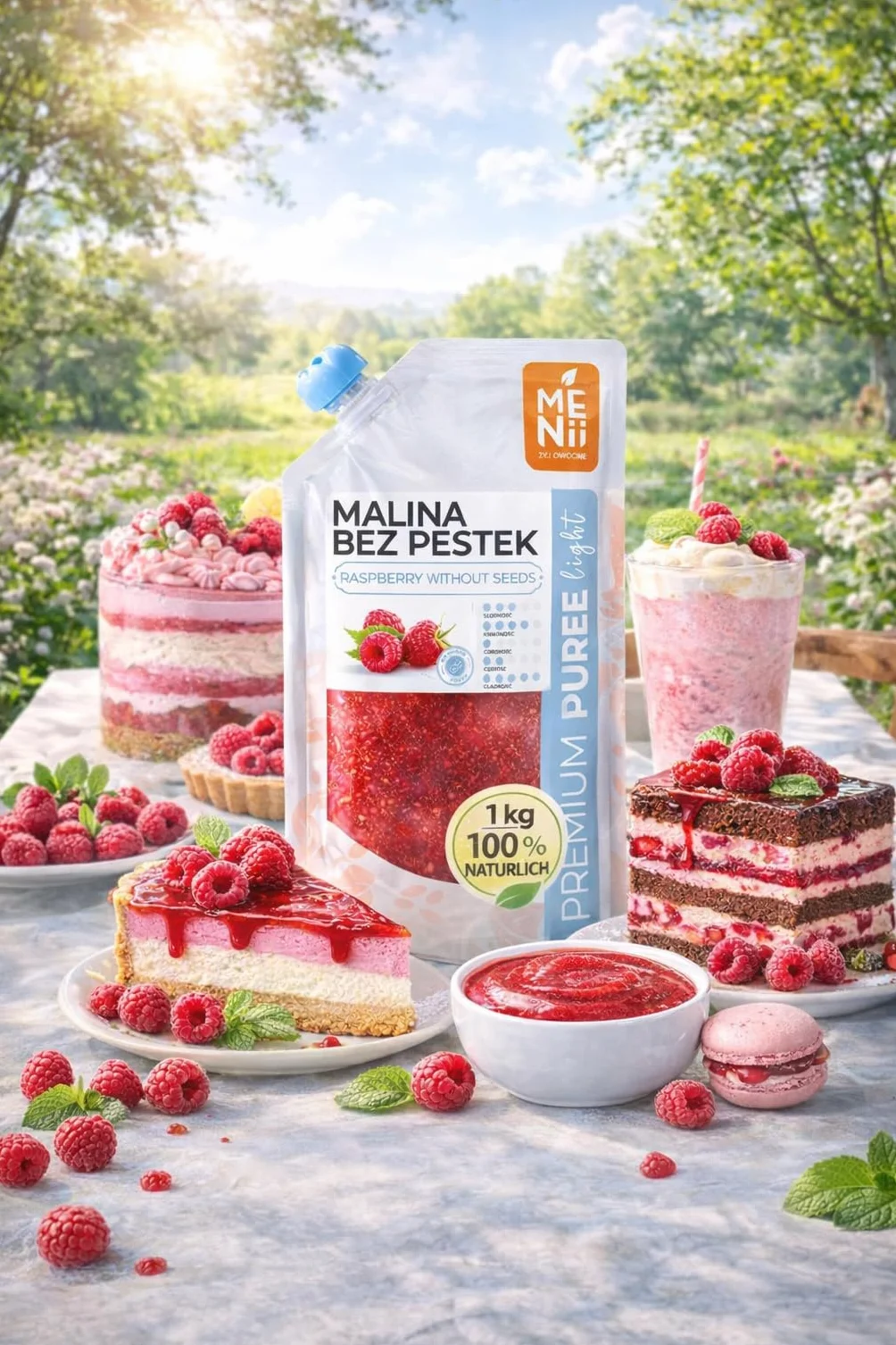 Puré de Frambuesa Premium, 1 kg, Sorbete, Postre, Frambuesa - Puré de Frutas, Pulpa