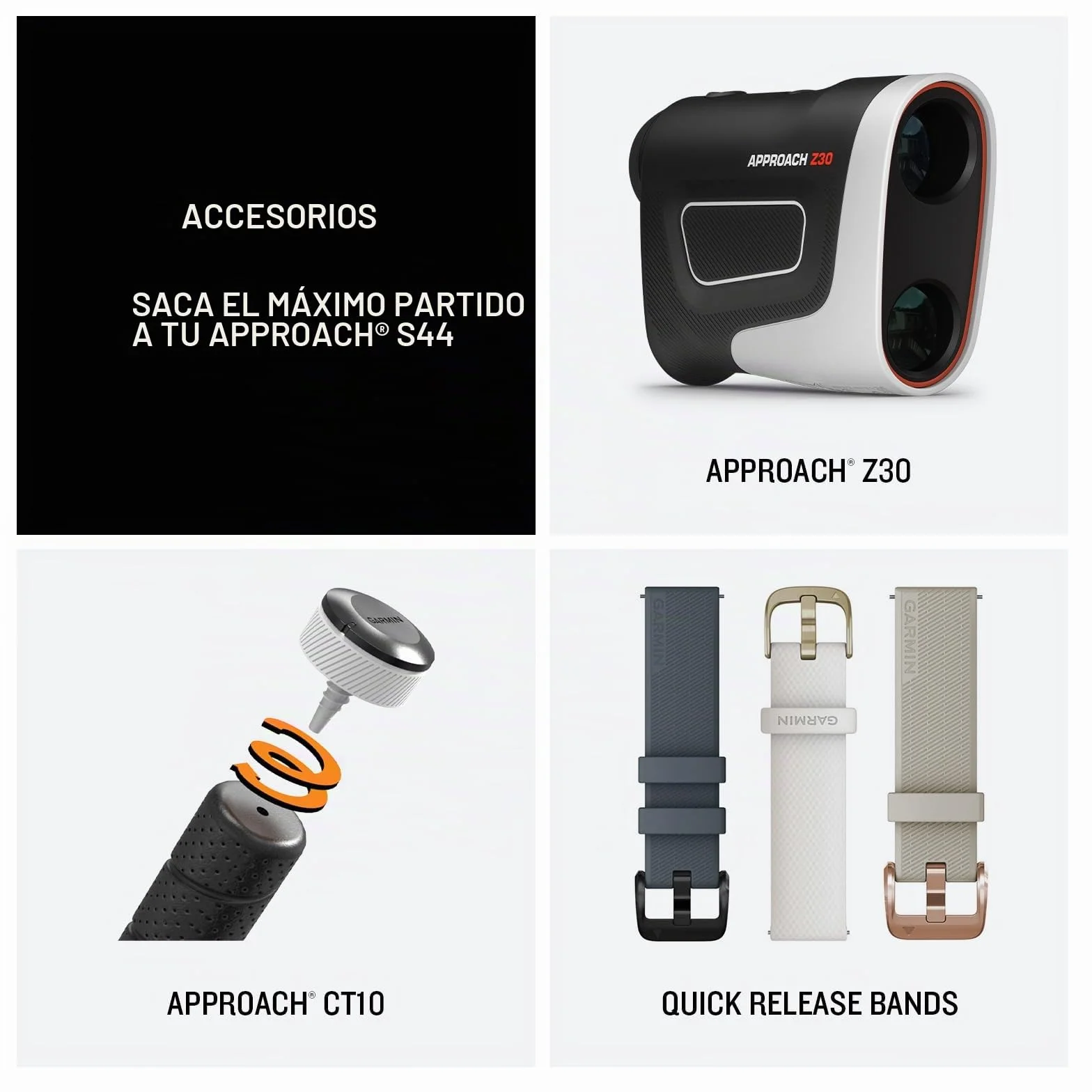 Garmin Approach S44 Essential Golf GPS Smartwatch con Pantalla AMOLED, Bisel de Aluminio Plateado