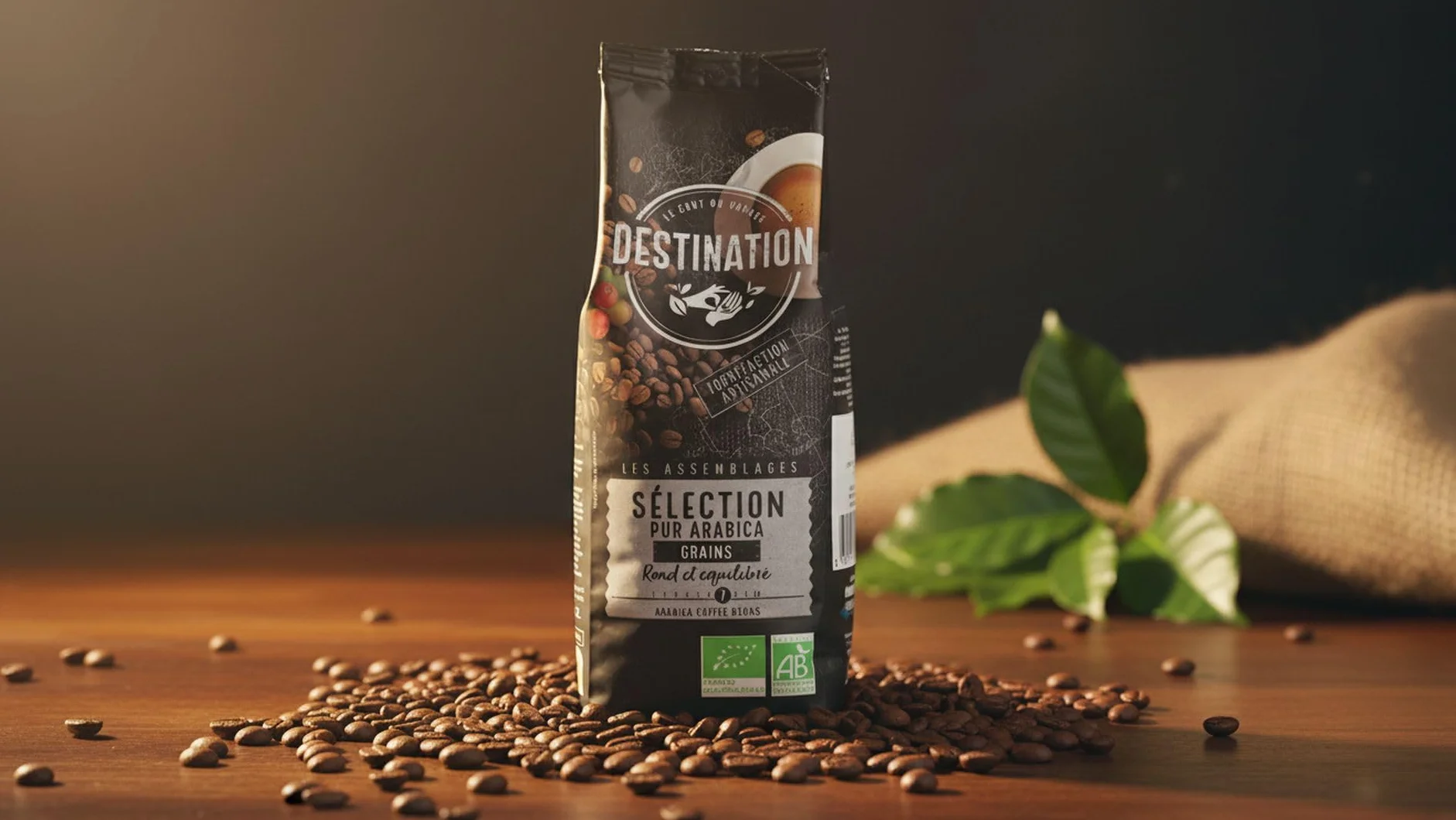Destination Café Ecológico en Grano 1 kg Café de Especialidad 100% Pur Arábica Orgánico Tostado Artesanalmente Intensidad Alta