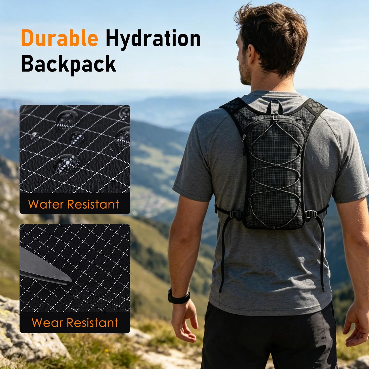 Chaleco Hidratación Trail Running con Vejiga de Agua 2L para Carrera al Aire Libre, Maratón, Ciclismo