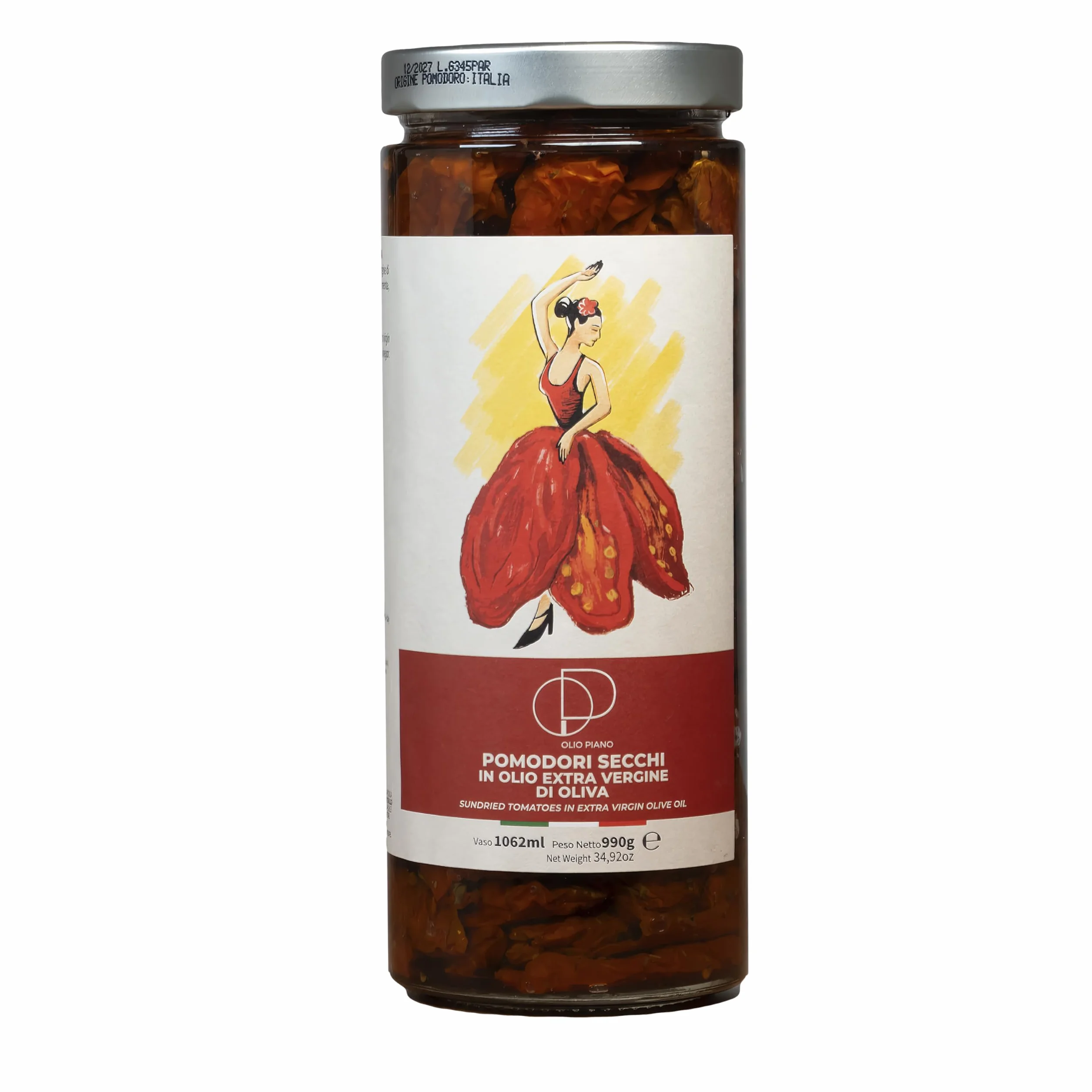 Agricola Piano - Tomates en Aceite | Tomates Secos en Aceite de Oliva Virgen Extra 1062 ml – 100% Italianos, Receta Antigua – Producción Artesanal
