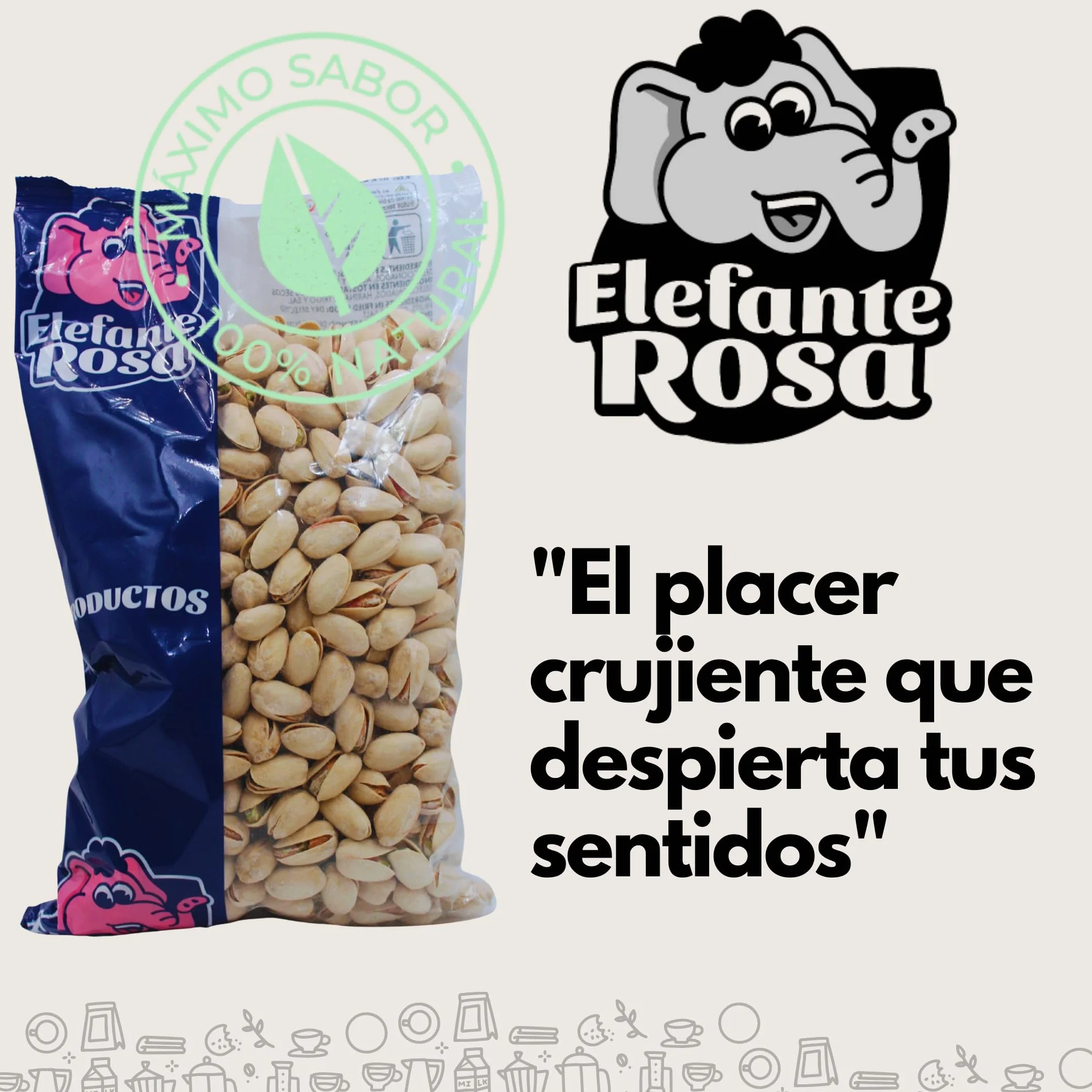 Pistachos Tostados con Sal Bolsa de 1 Kg - Elaborados por El Elefante Rosa Frutos Secos - Snack Saludable - Aperitivo Alto en Proteínas y Fibra - Ideal para Dietas Equilibradas - Pistachos Naturales
