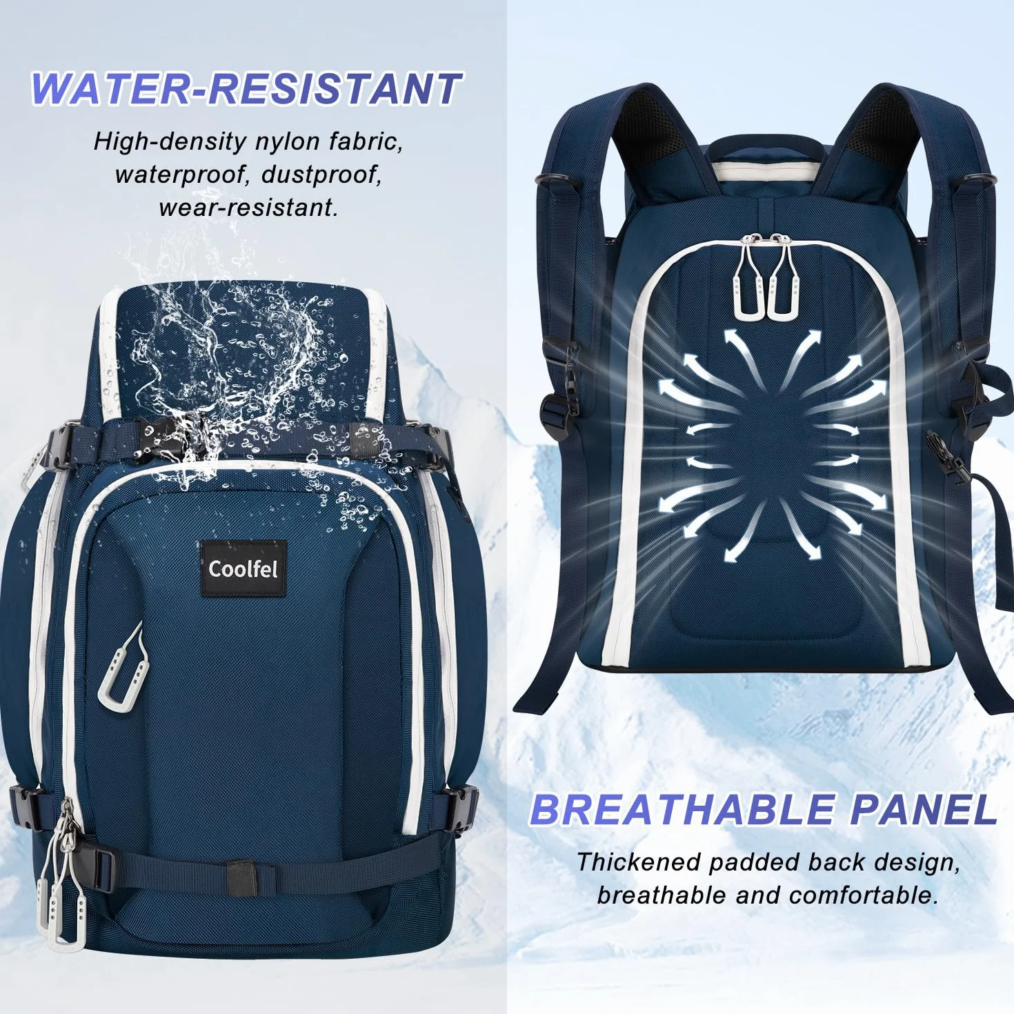 Mochila para Botas de Esquí 50L Impermeable Ligera con Compartimento para Casco