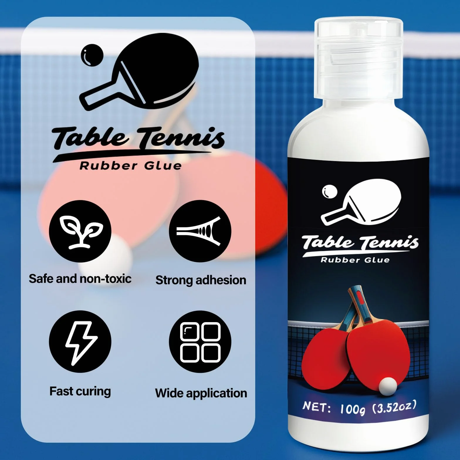 Pegamento para tenis de mesa 100 ml con 4 esponjas para raquetas de ping pong