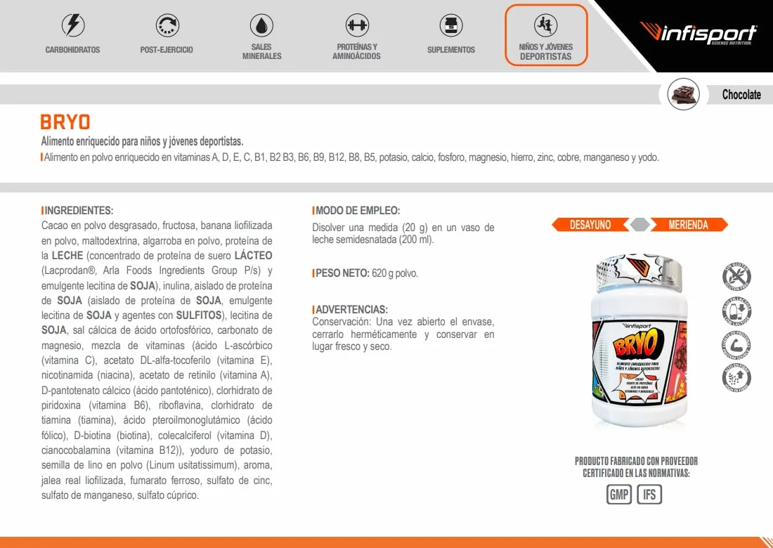 Infisport Bryo 620gr - Chocolate Chocolate Polvo
