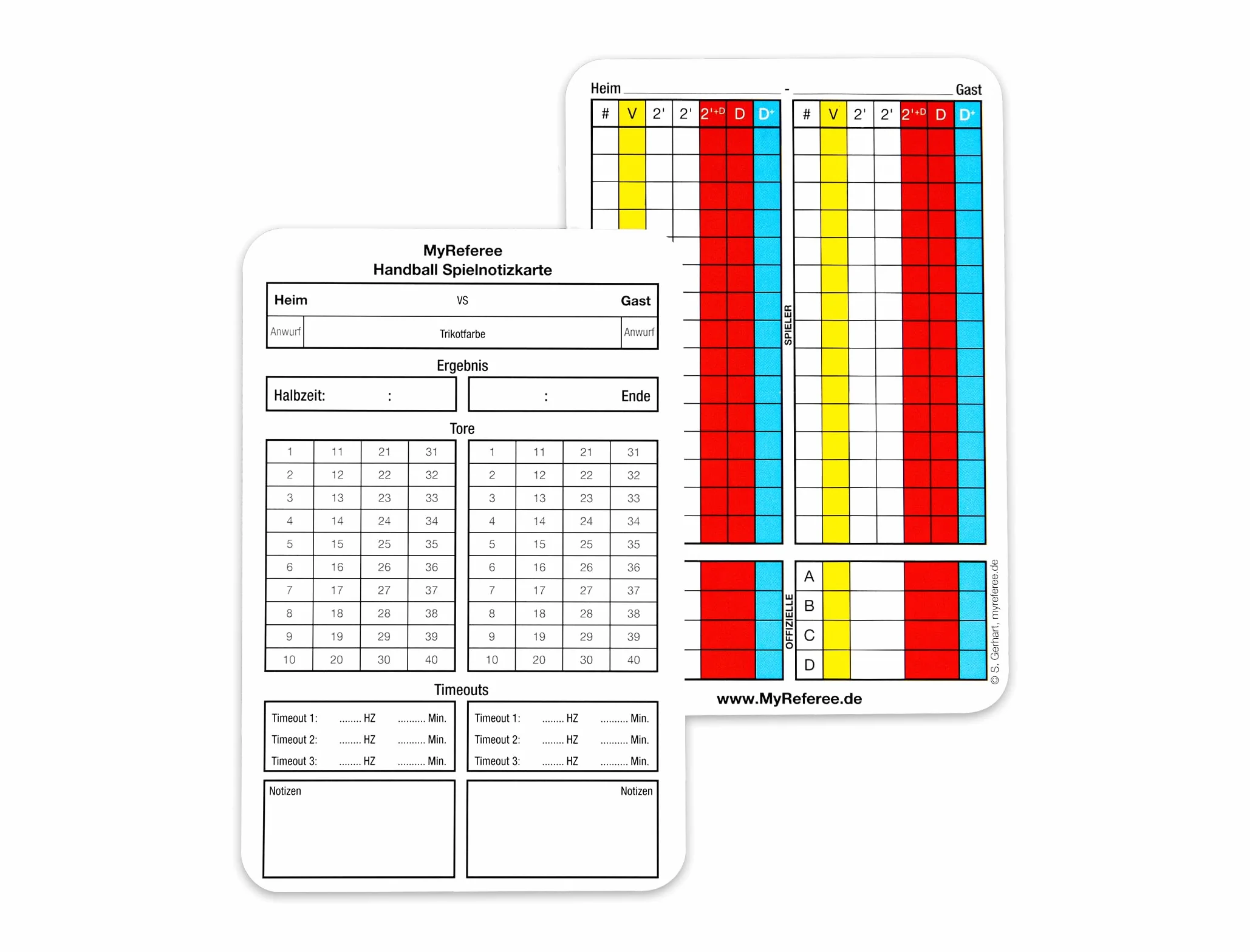 Tarjetas de árbitro de Balonmano My Referee 100 Unidades