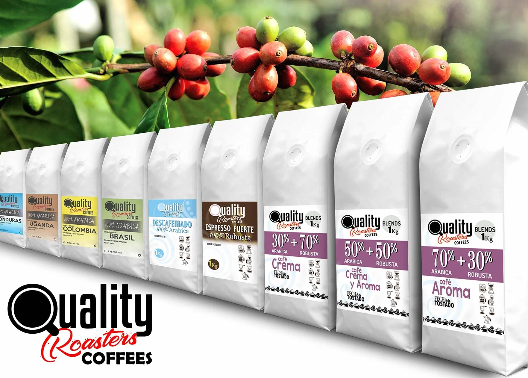 Café en grano natural. 100% Arabica. Origen único Colombia, Tostado artesanal. Tueste Medio. 1Kg