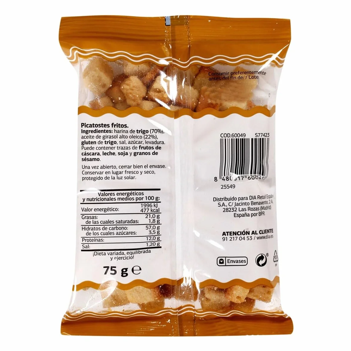 EL MOLINO DE DIA picatostes fritos bolsa 75 gr